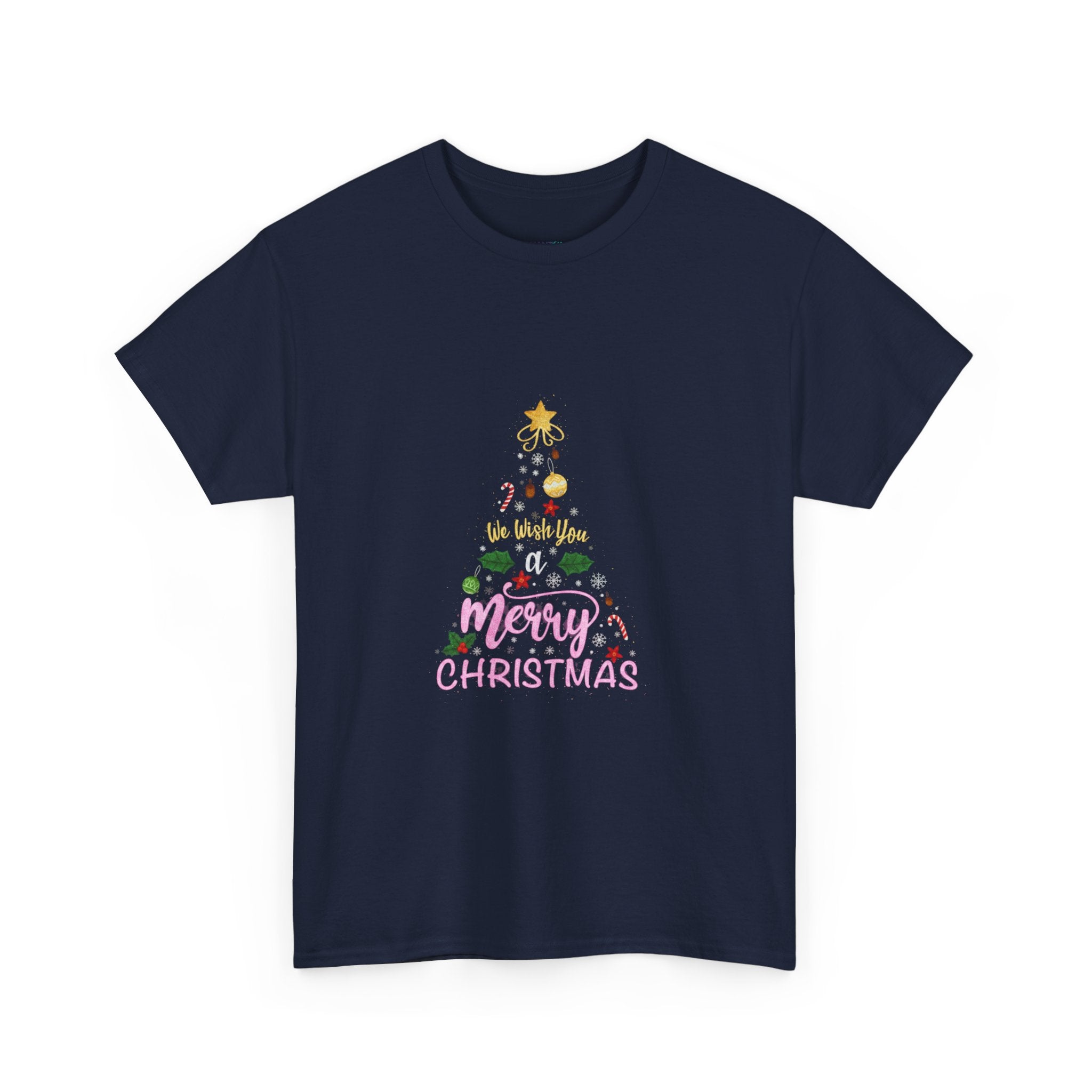 Merry Christmas Tree Graphic Tee | Festive Ornament Holiday Shirt | Unisex DTG
