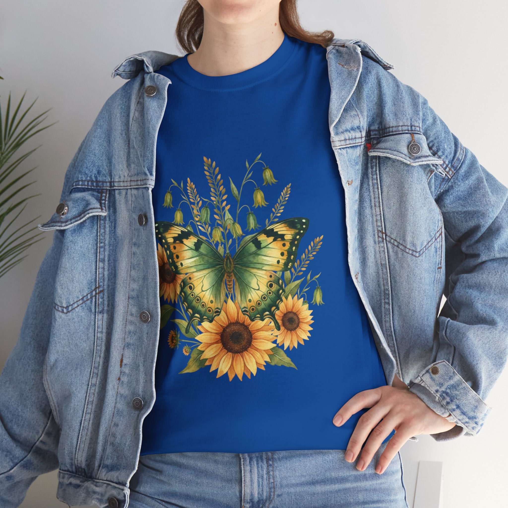 Butterfly & Sunflower Tee — Women's Nature Floral Graphic T-Shirt