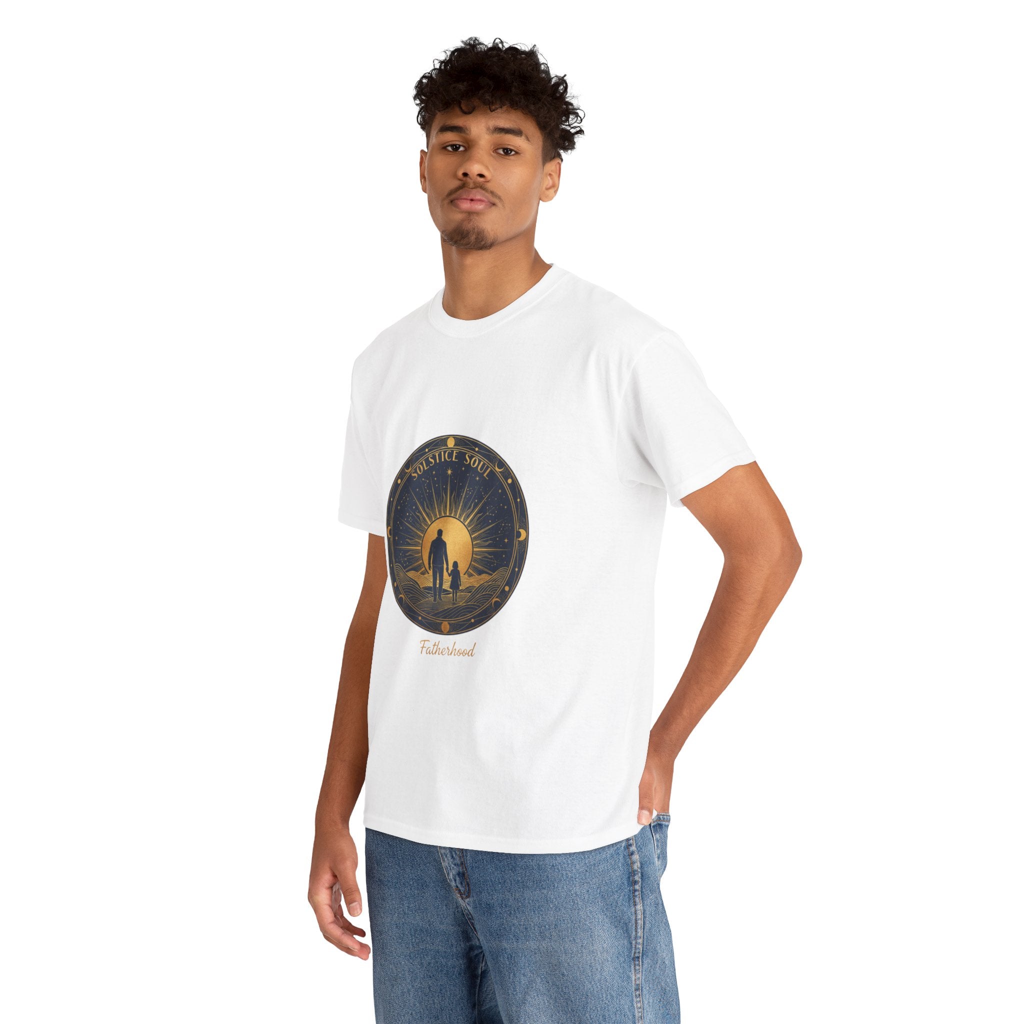 Adventure Awaits Men's T-Shirt — Sunset Silhouette Graphic Tee | DTG Print