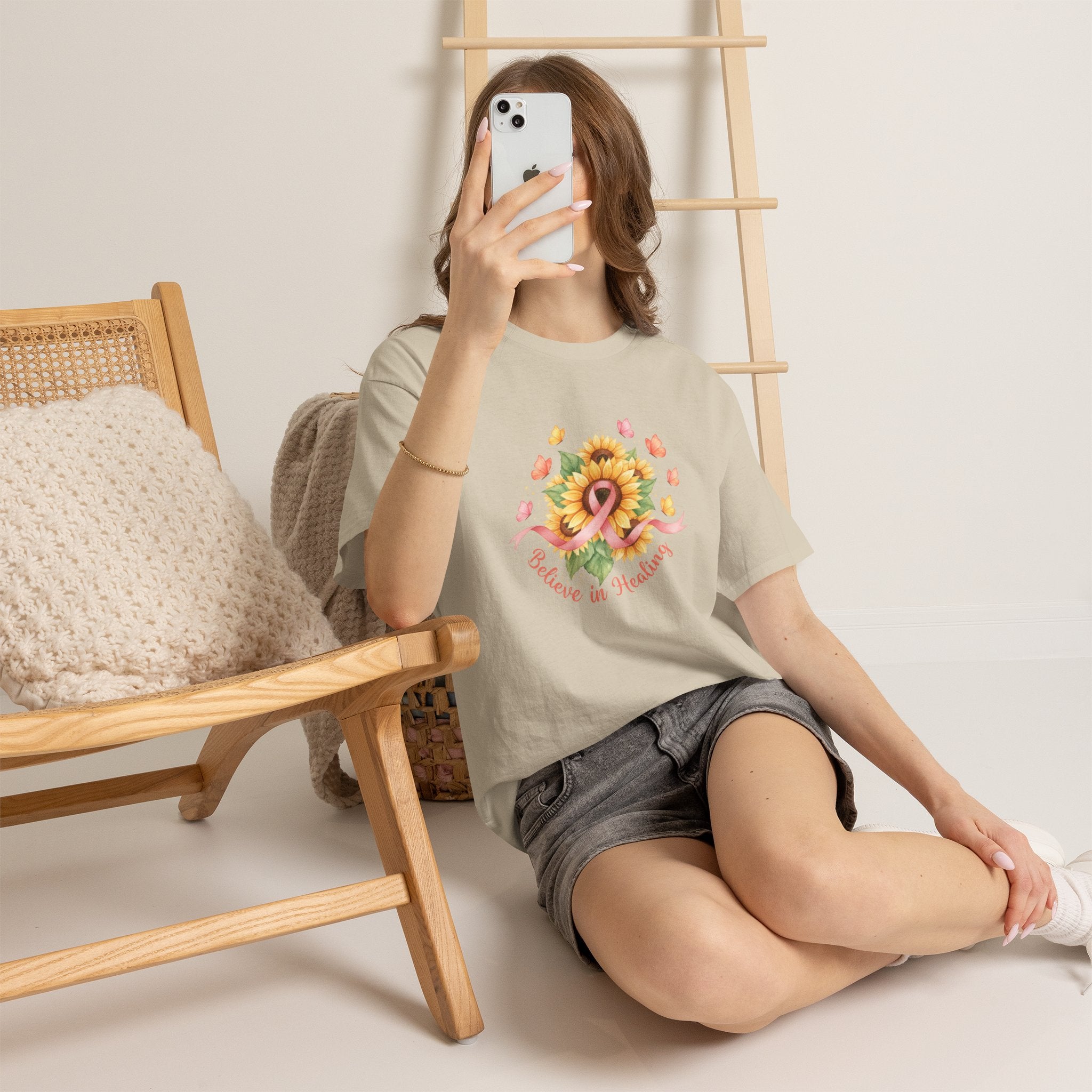"Believe in Healing" Sunflower Graphic Tee — Women's T-Shirt