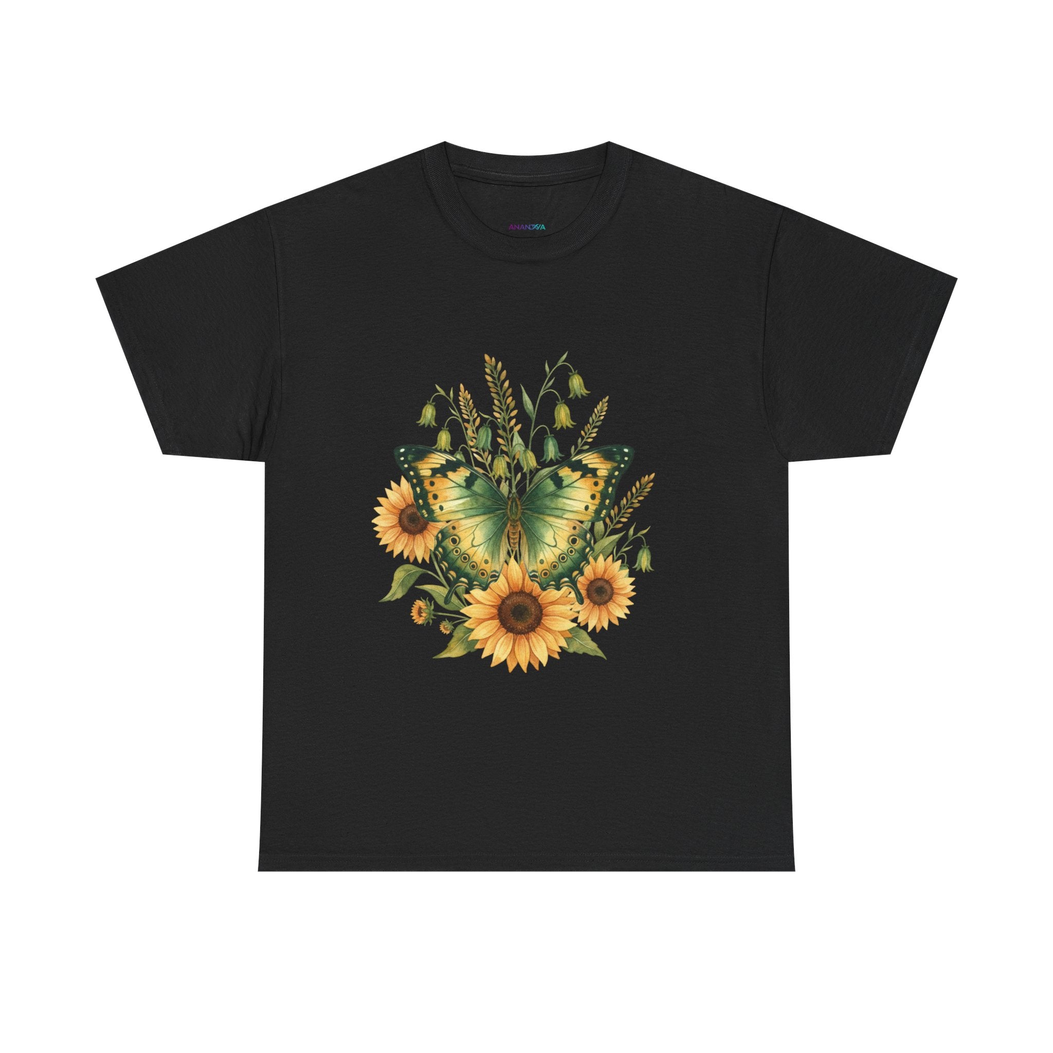 Butterfly & Sunflower Tee — Women's Nature Floral Graphic T-Shirt