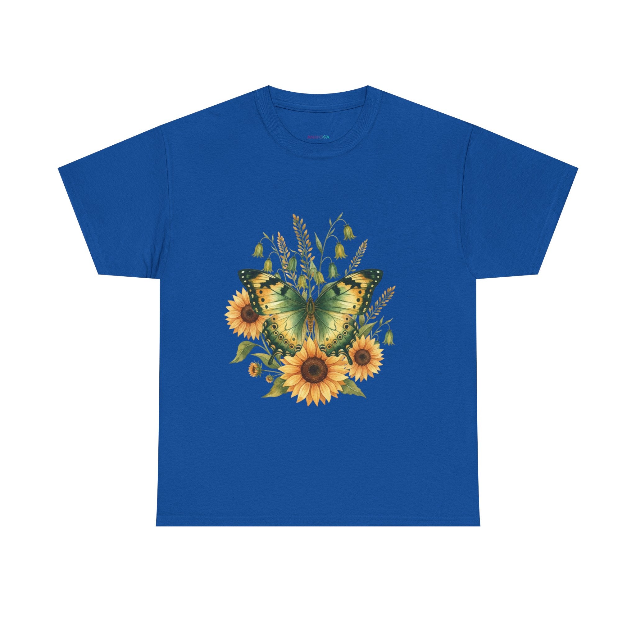 Butterfly & Sunflower Tee — Women's Nature Floral Graphic T-Shirt