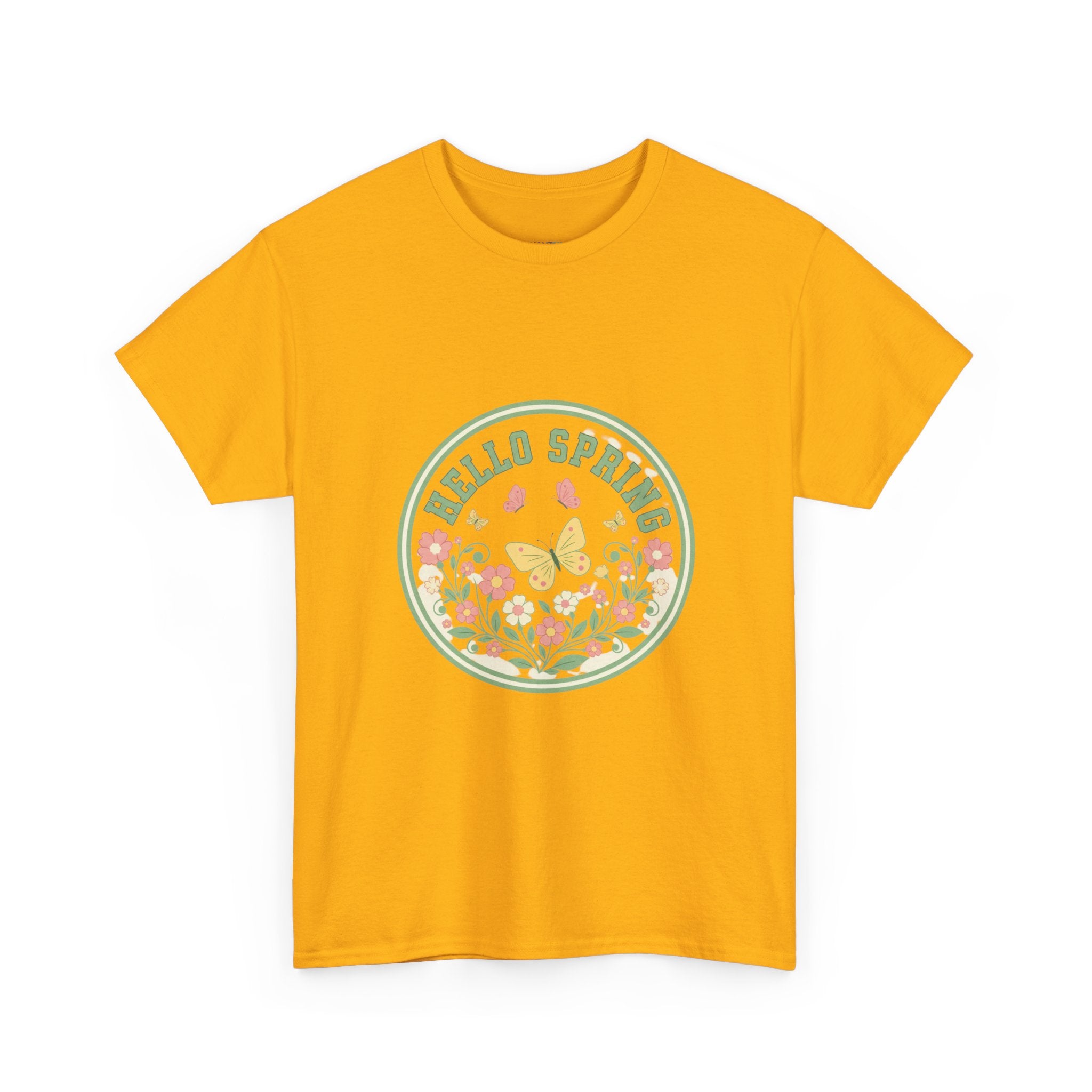 Hello Spring Unisex Heavy Cotton Tee - Floral Design for Spring Celebrations
