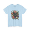 'Nature Speaks in Silence' Floral Wreath Women's T-Shirt | DTG-Printed Vintage Botanical Tee
