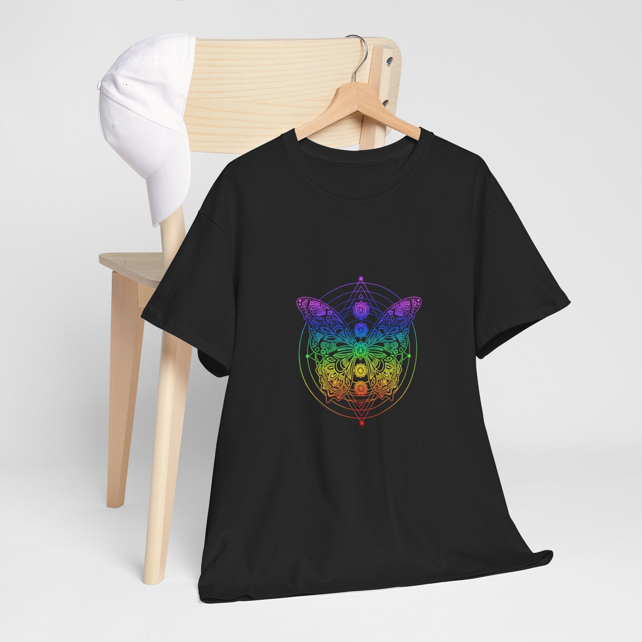 Chakra Butterfly T-Shirt — Women's Rainbow Spiritual Graphic Tee
