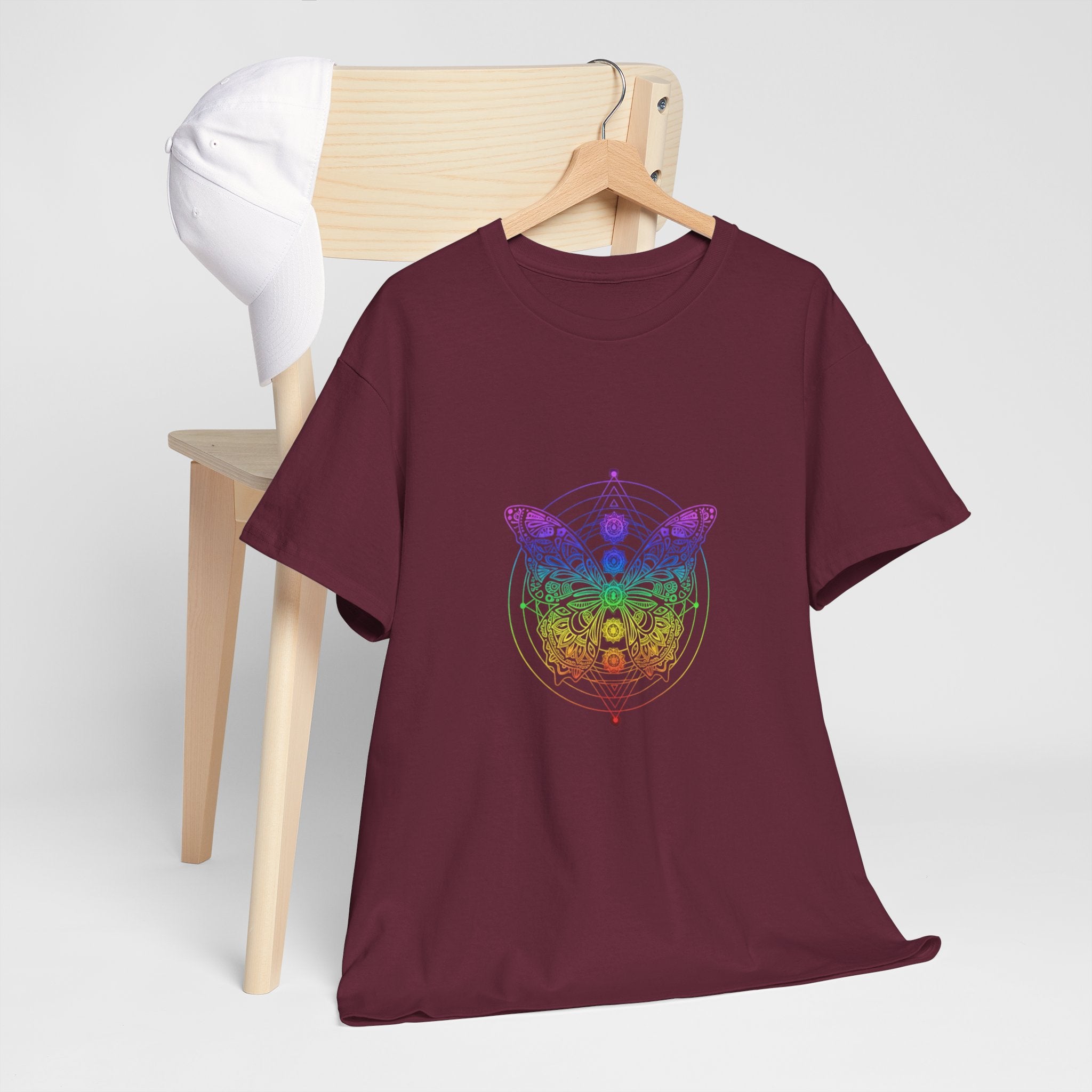 Chakra Butterfly T-Shirt — Women's Rainbow Spiritual Graphic Tee