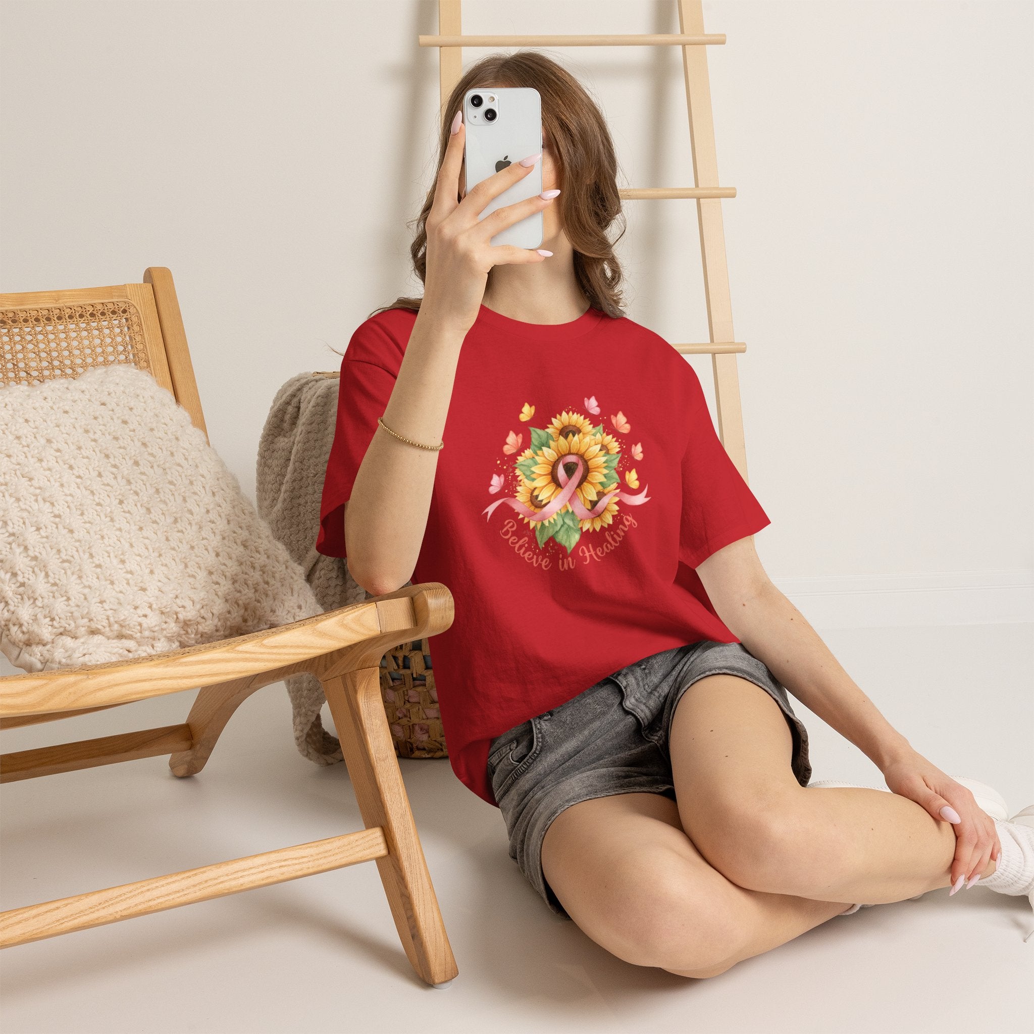 "Believe in Healing" Sunflower Graphic Tee — Women's T-Shirt