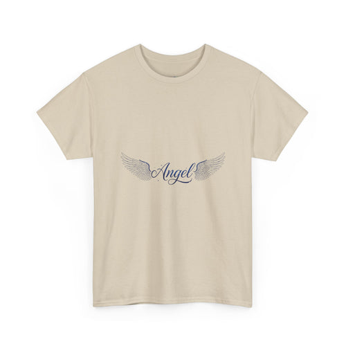 Angel Wings Tee | Vintage-Inspired Minimal Script Graphic | Women's DTG T-Shirt