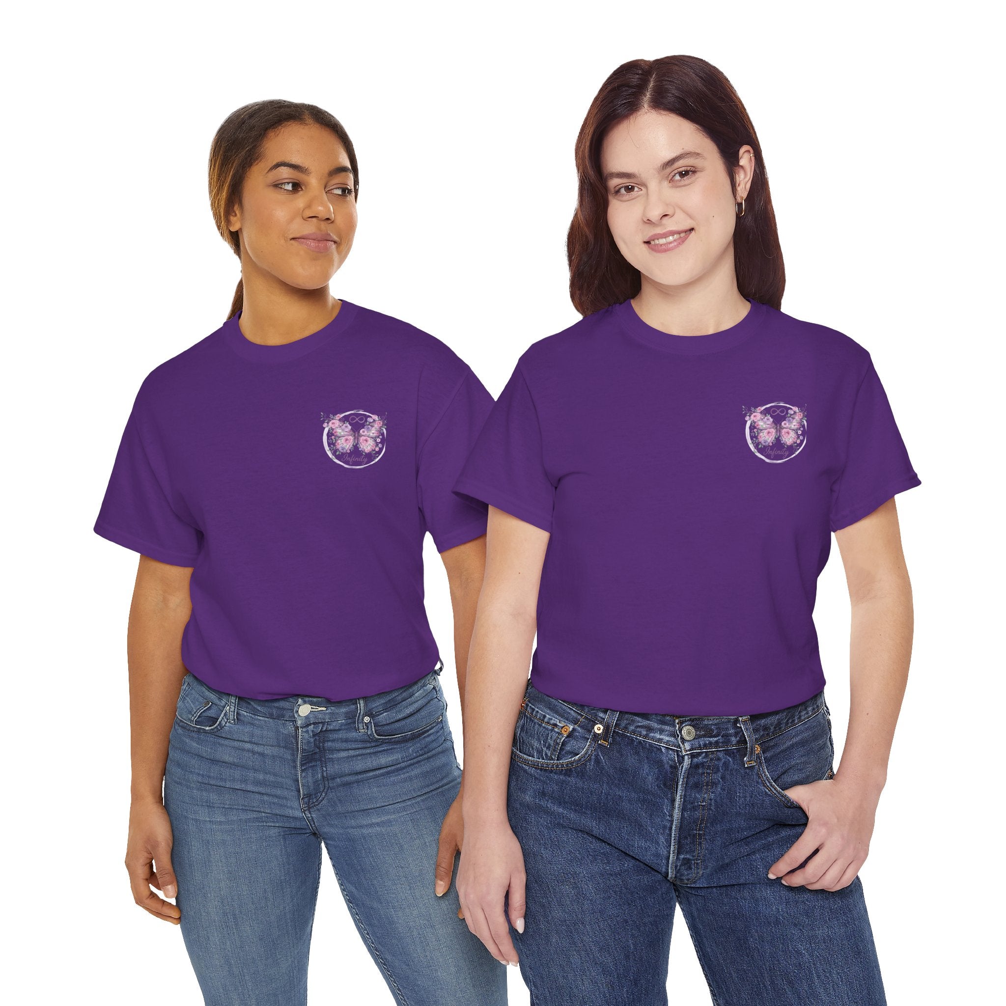 Butterfly Heart Tee — Women's Floral Chest Graphic T-Shirt