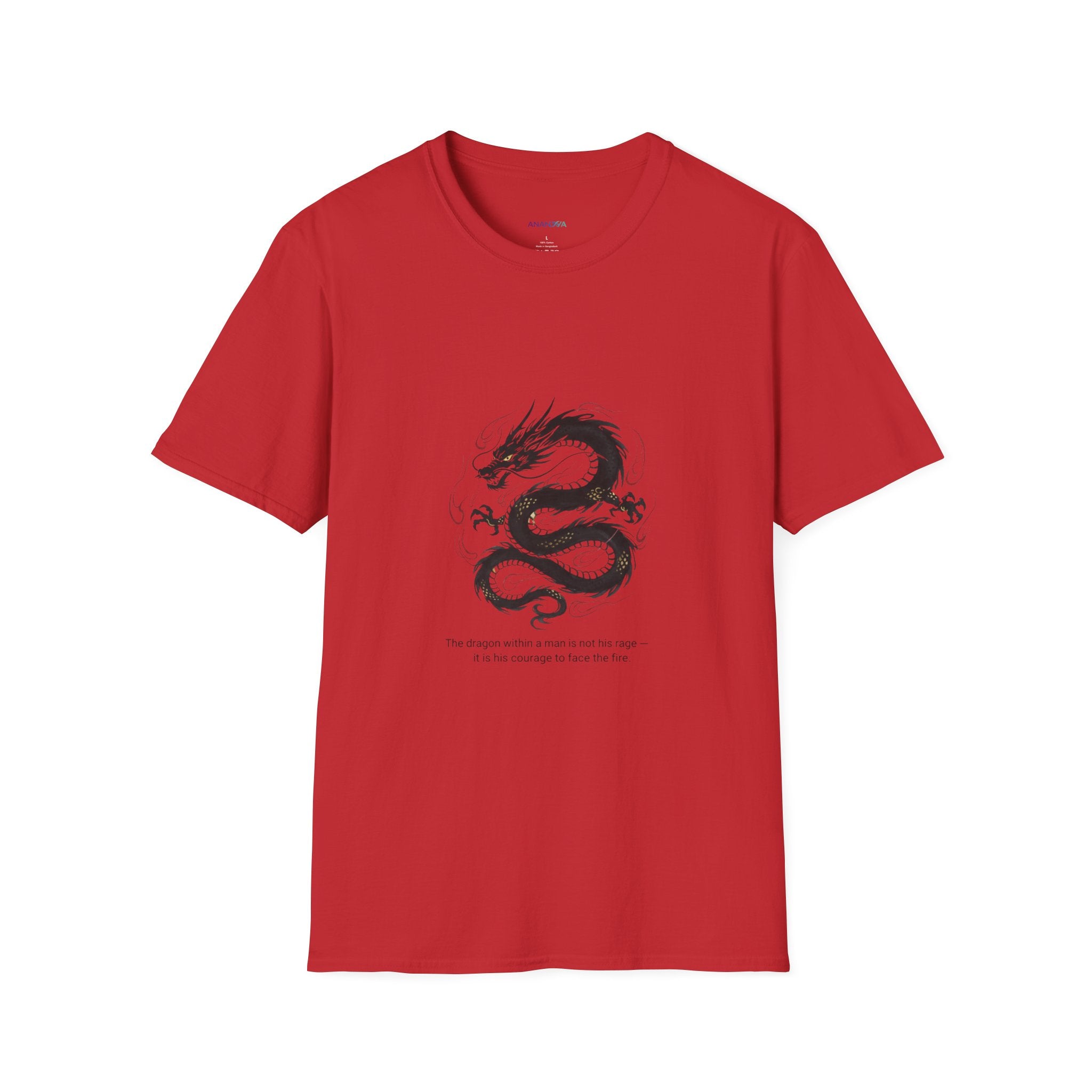 Men's Graphic Tee — Black Eastern Dragon Illustration with Inspirational Quote