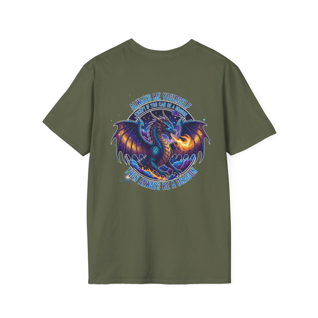 Infinity Dragon Men's Graphic T-Shirt | DTG-Printed 'Always Be Yourself or Always Be a Dragon' Tee