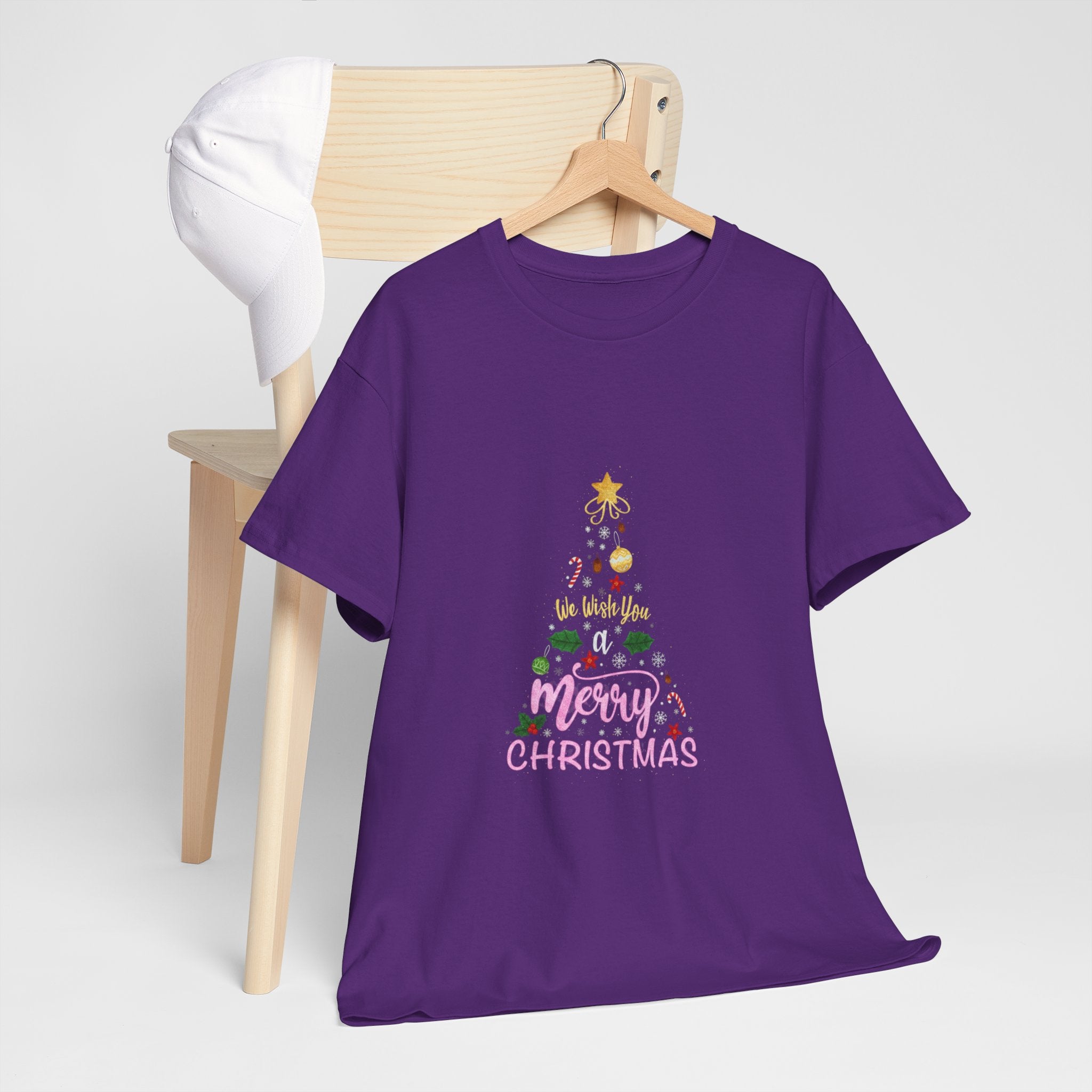 Merry Christmas Tree Graphic Tee | Festive Ornament Holiday Shirt | Unisex DTG