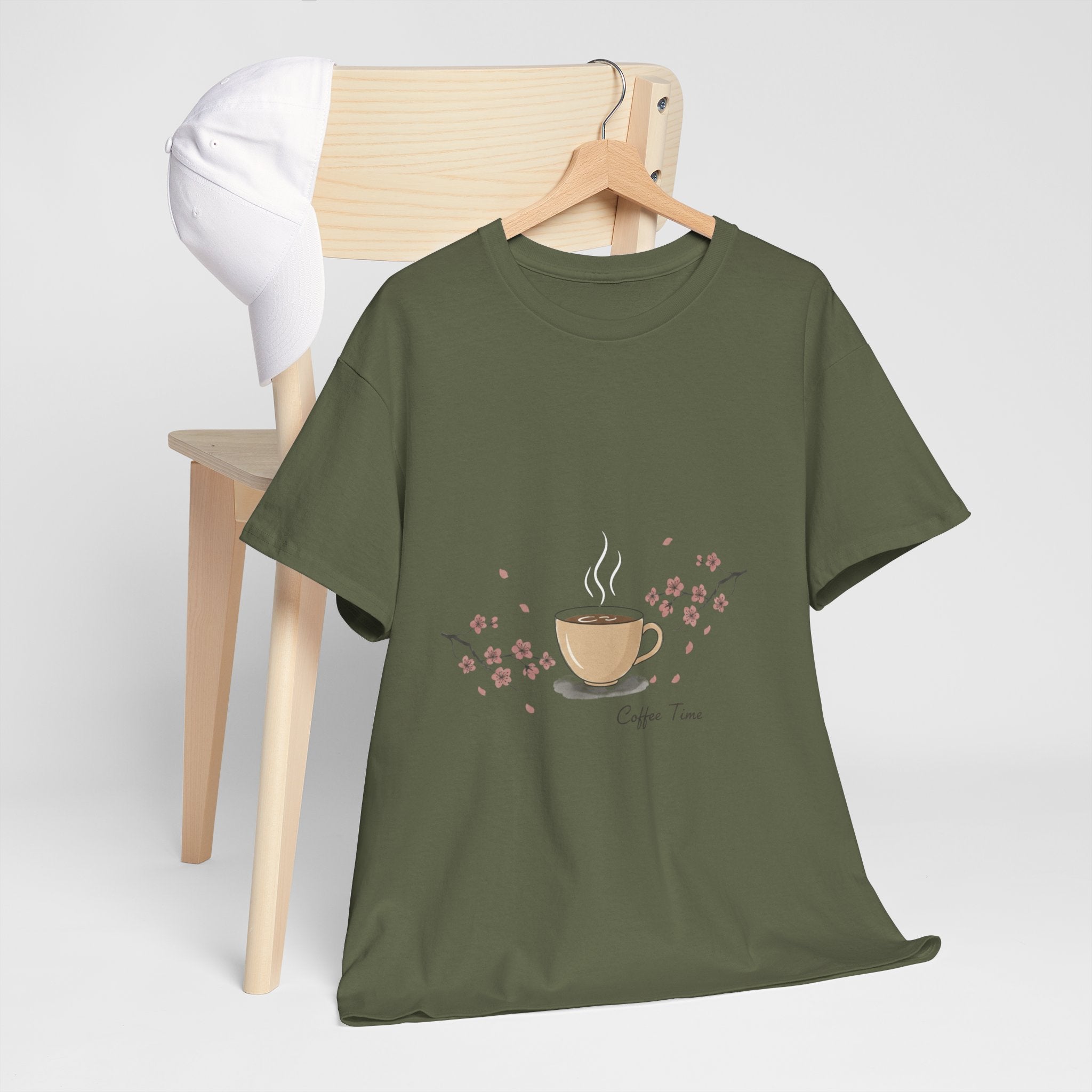 Coffee Time Women's Graphic T-Shirt — Floral Cup DTG Print