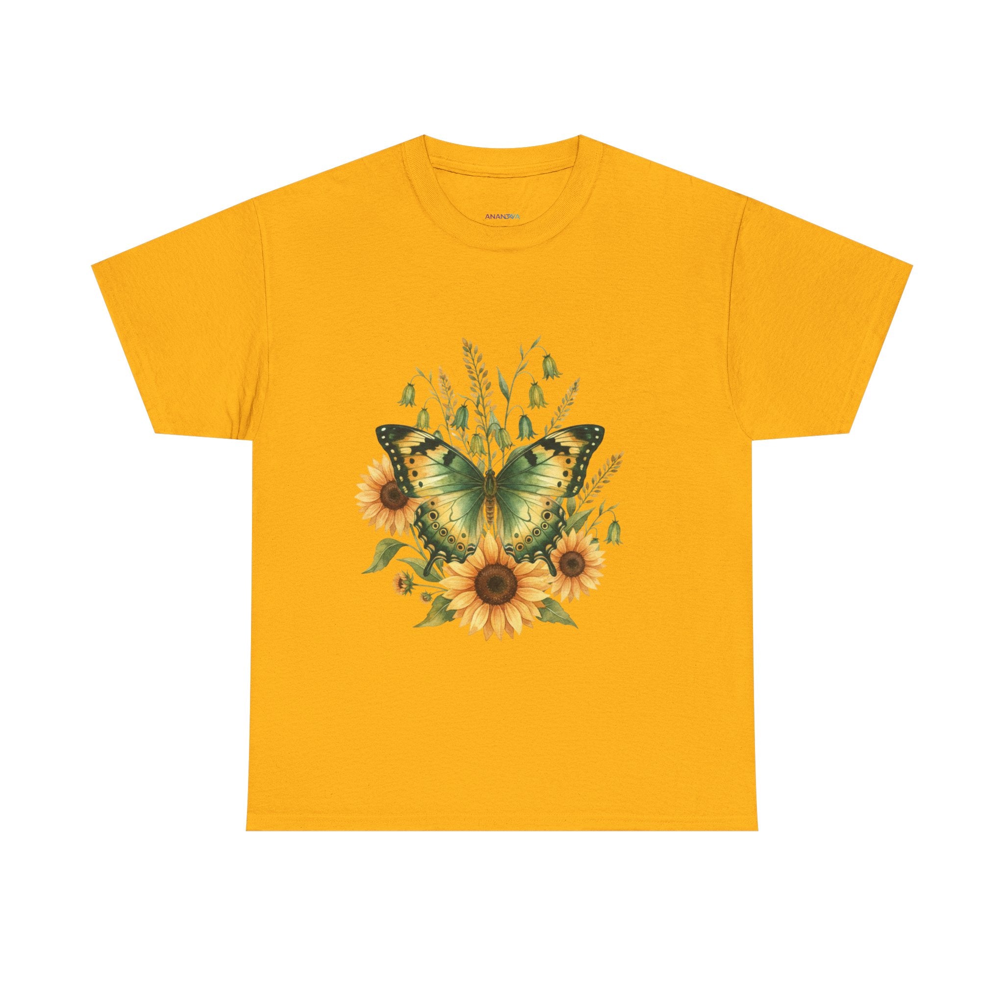 Butterfly & Sunflower Tee — Women's Nature Floral Graphic T-Shirt