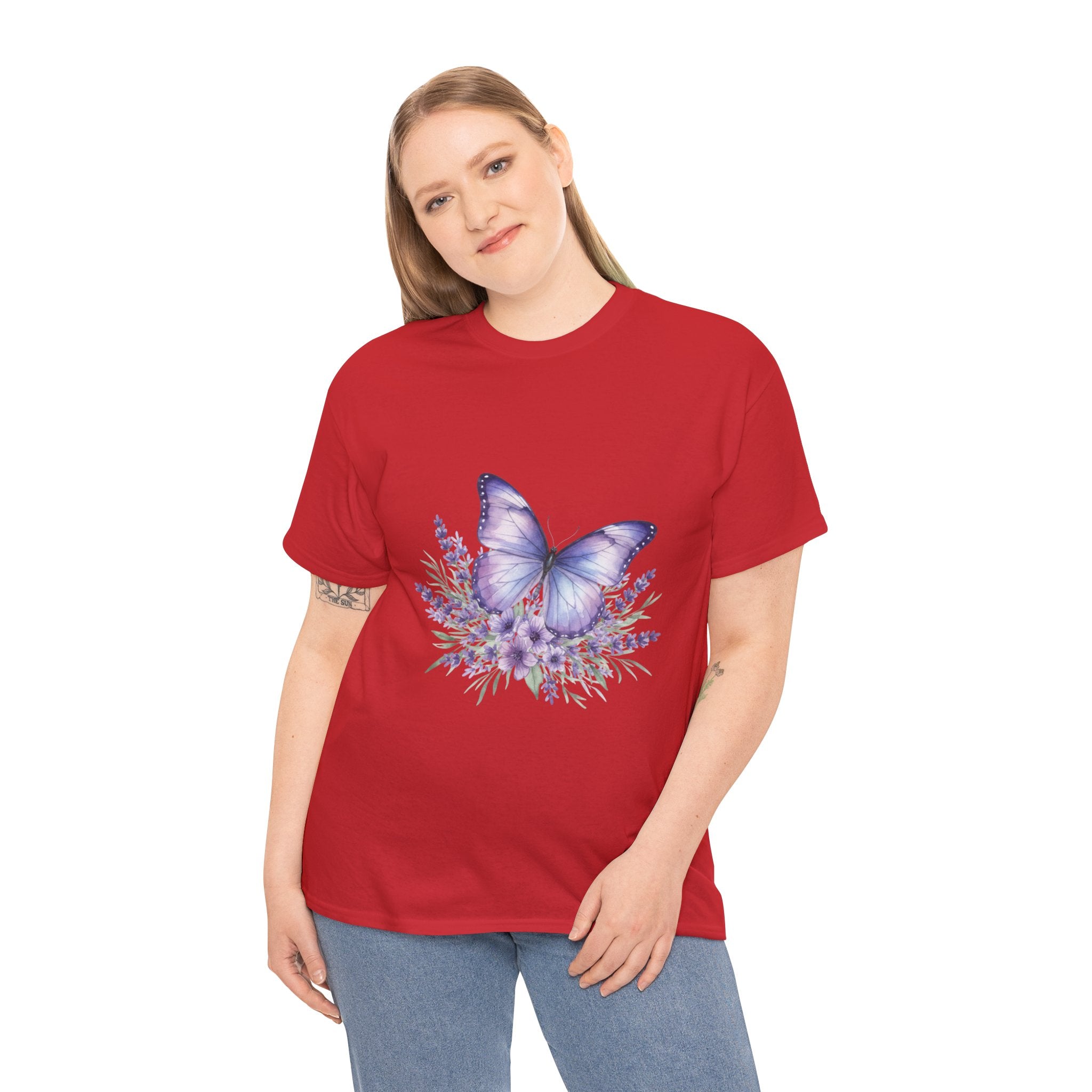 Butterfly Lavender Tee — Women's Floral DTG Graphic T-Shirt
