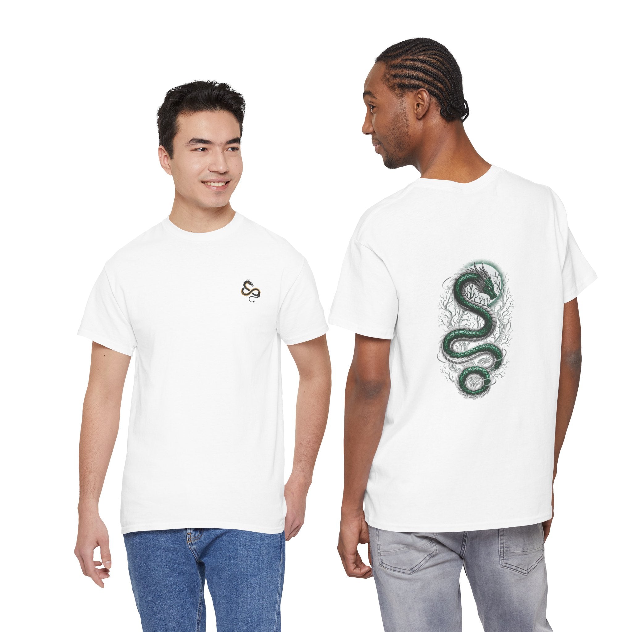 Green Serpent Back Graphic Men's T-Shirt — DTG Printed Cotton Tee