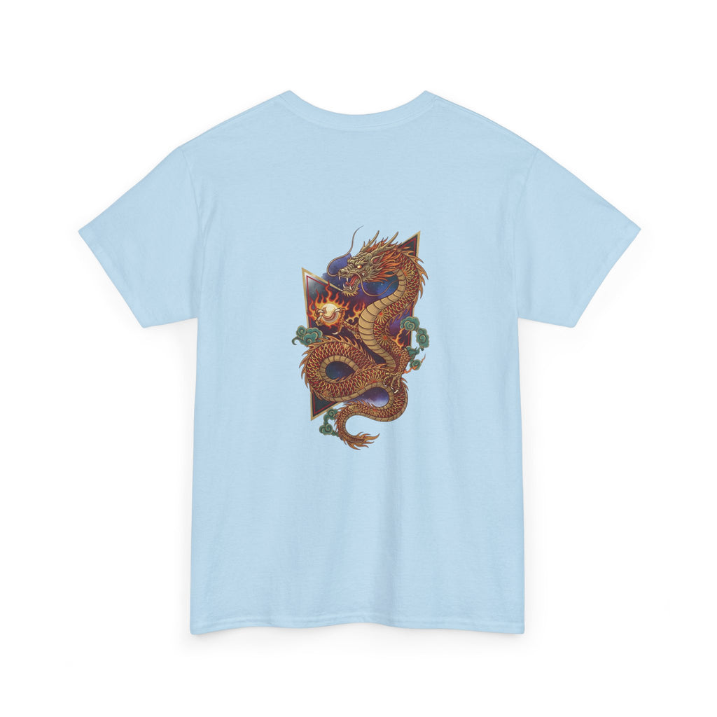 Golden Dragon Back Print Men's T-Shirt — DTG Printed Vintage Oriental Cotton Tee