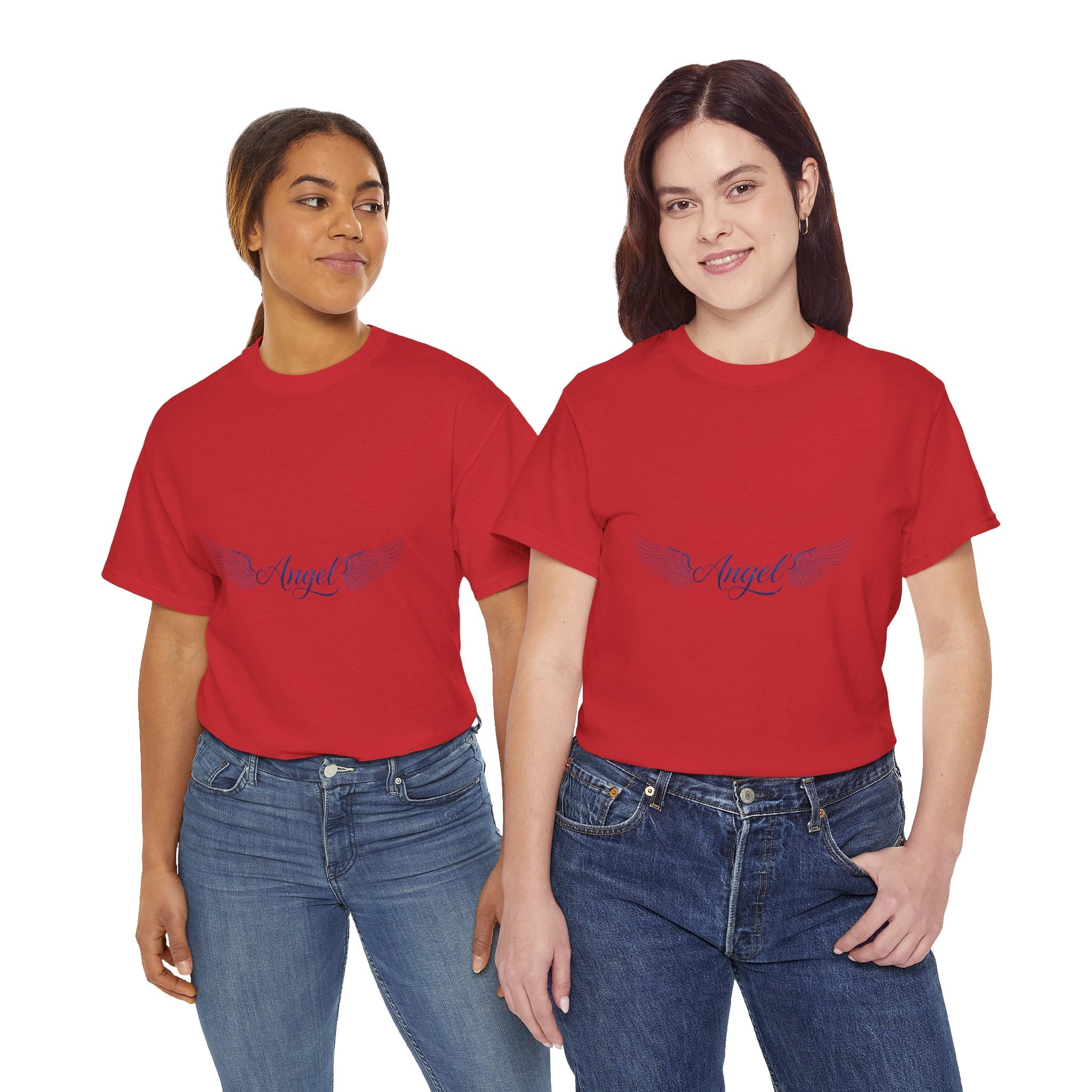 Angel Wings Tee | Vintage-Inspired Minimal Script Graphic | Women's DTG T-Shirt