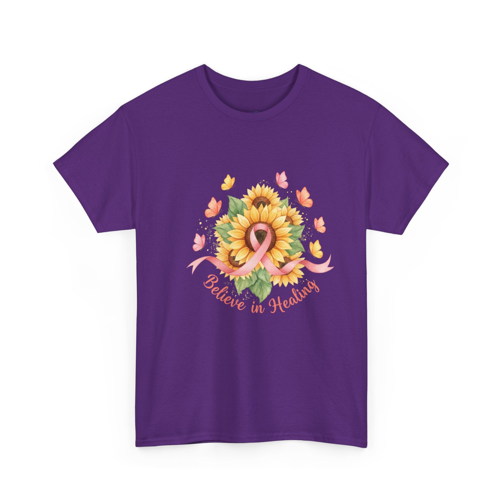 "Believe in Healing" Sunflower Graphic Tee — Women's T-Shirt
