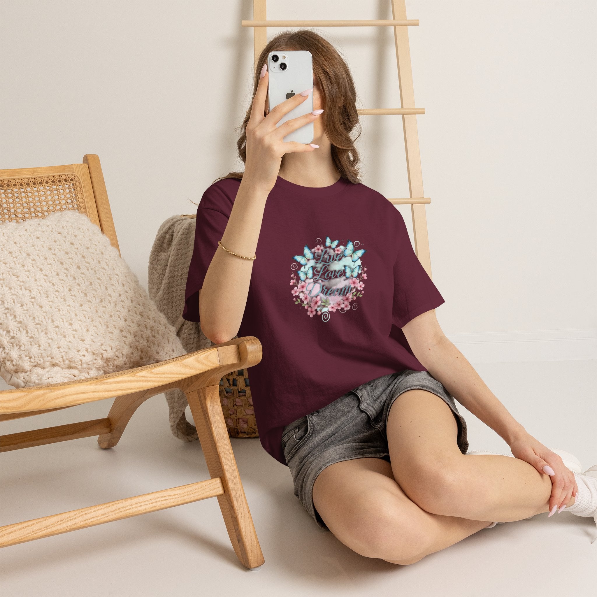 Live Love Dream Tee — Women's Floral Butterfly Graphic T-Shirt