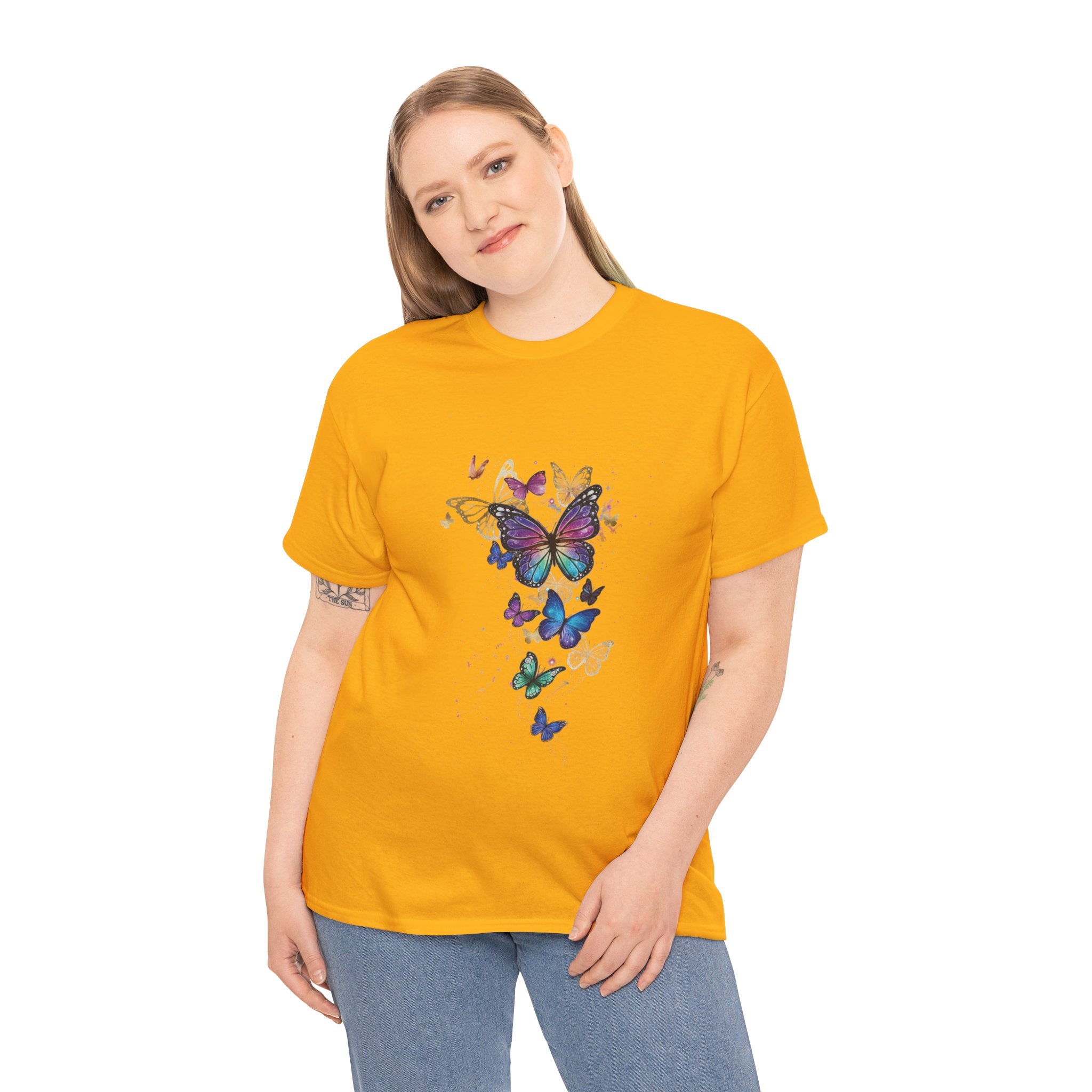 Butterfly Cascade Women's Graphic T-Shirt — DTG Floral Flutter Print