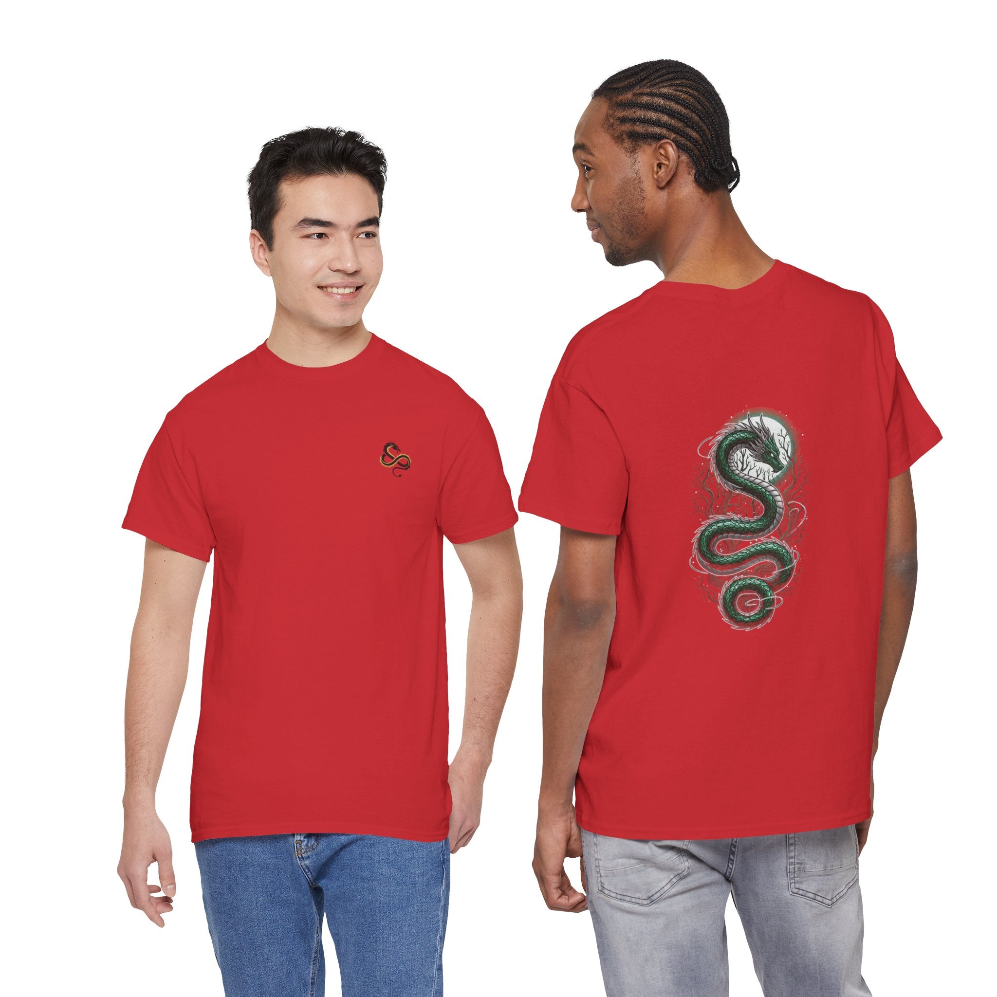Green Serpent Back Graphic Men's T-Shirt — DTG Printed Cotton Tee