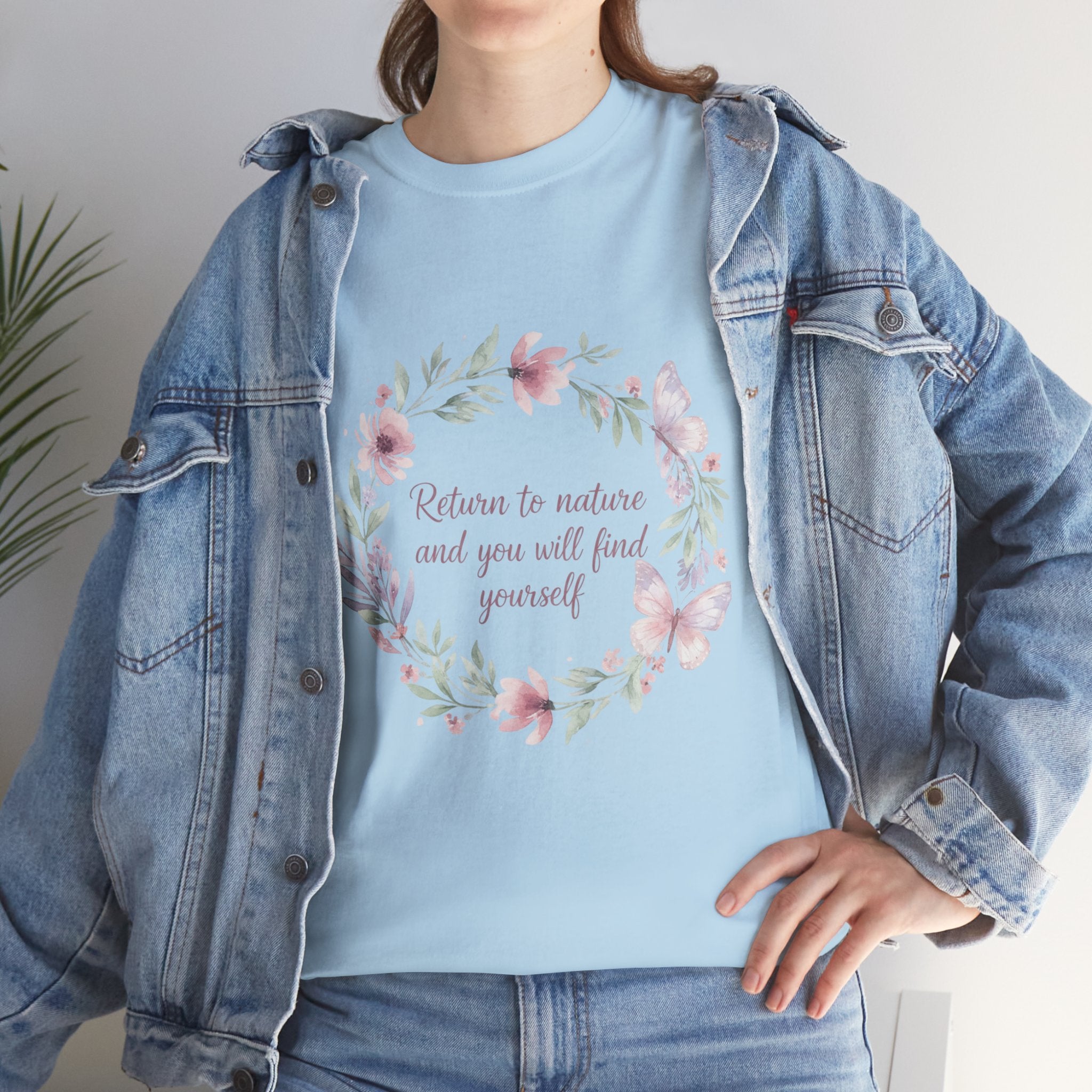 Return to Nature Floral Wreath Women's T-Shirt — DTG Printed Botanical Tee