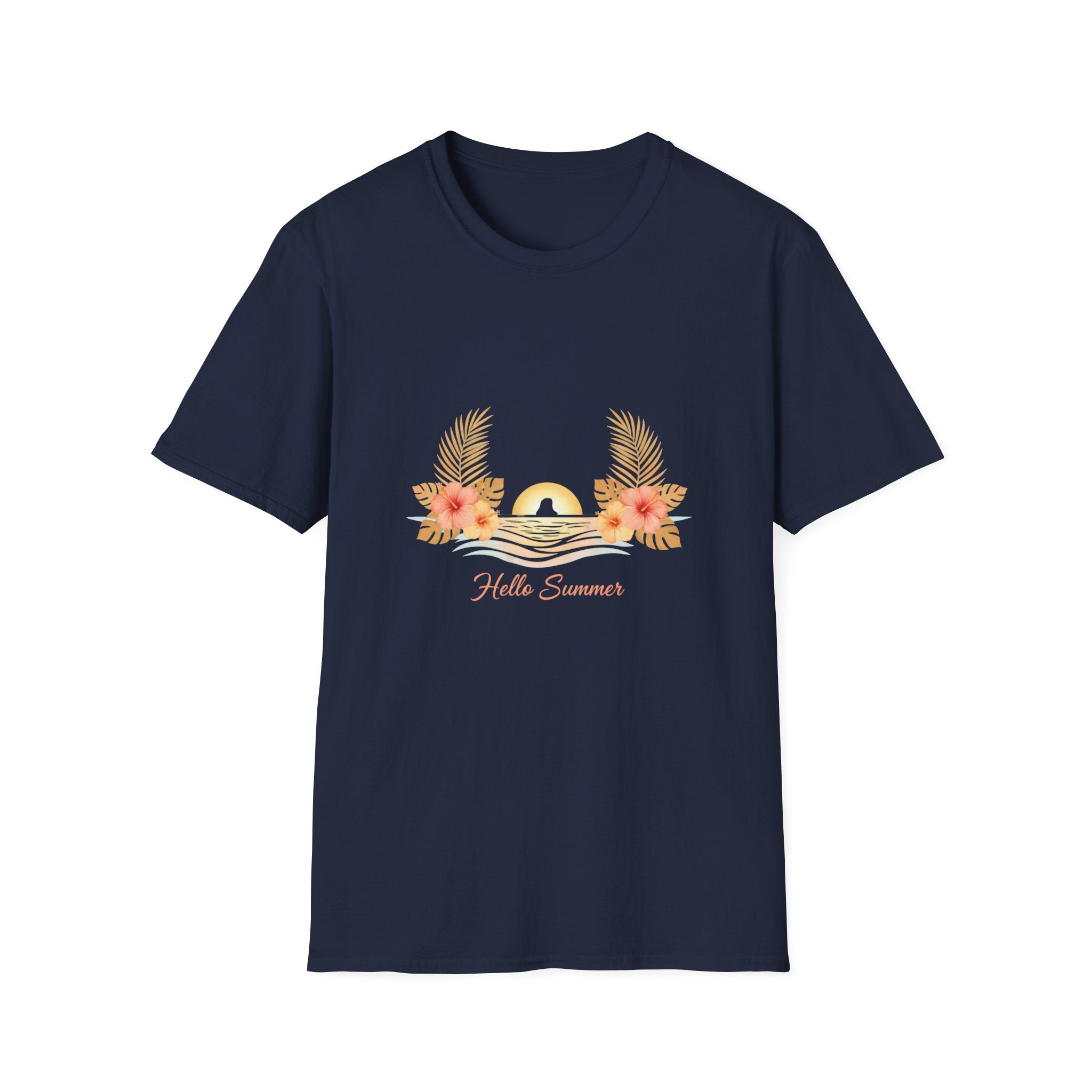 'Hello Summer' Floral Sunset T-Shirt — Beach Graphic Tee