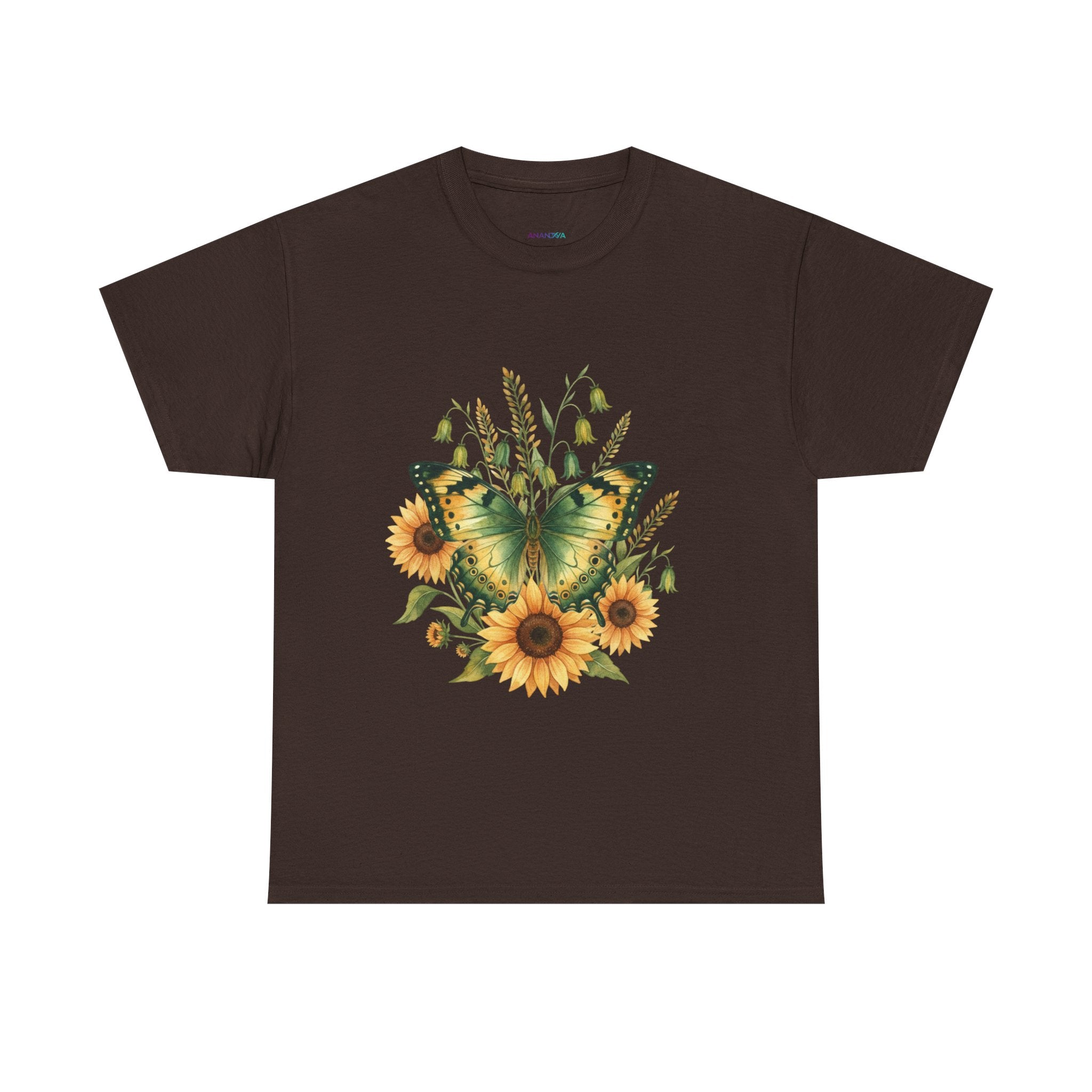 Butterfly & Sunflower Tee — Women's Nature Floral Graphic T-Shirt