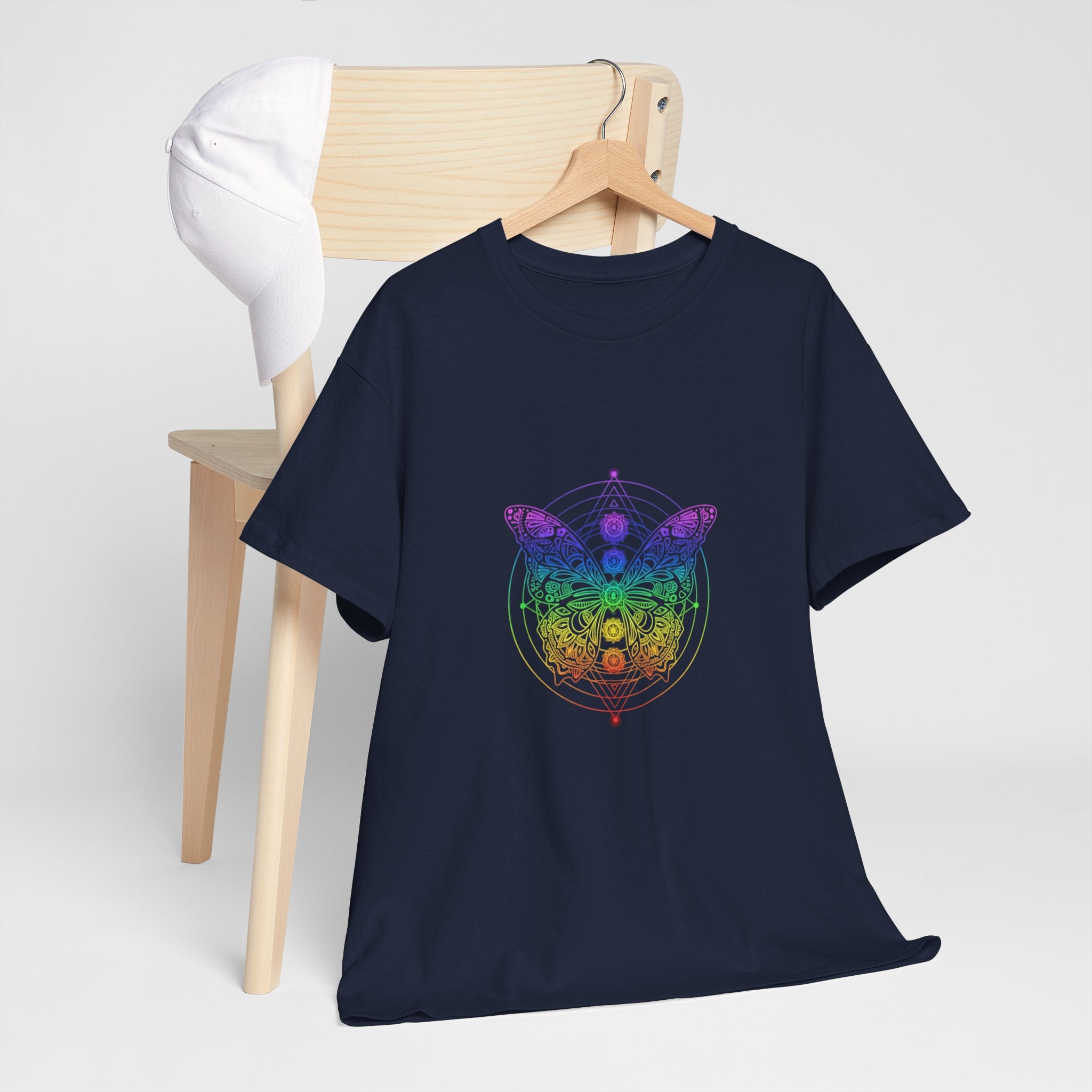 Chakra Butterfly T-Shirt — Women's Rainbow Spiritual Graphic Tee