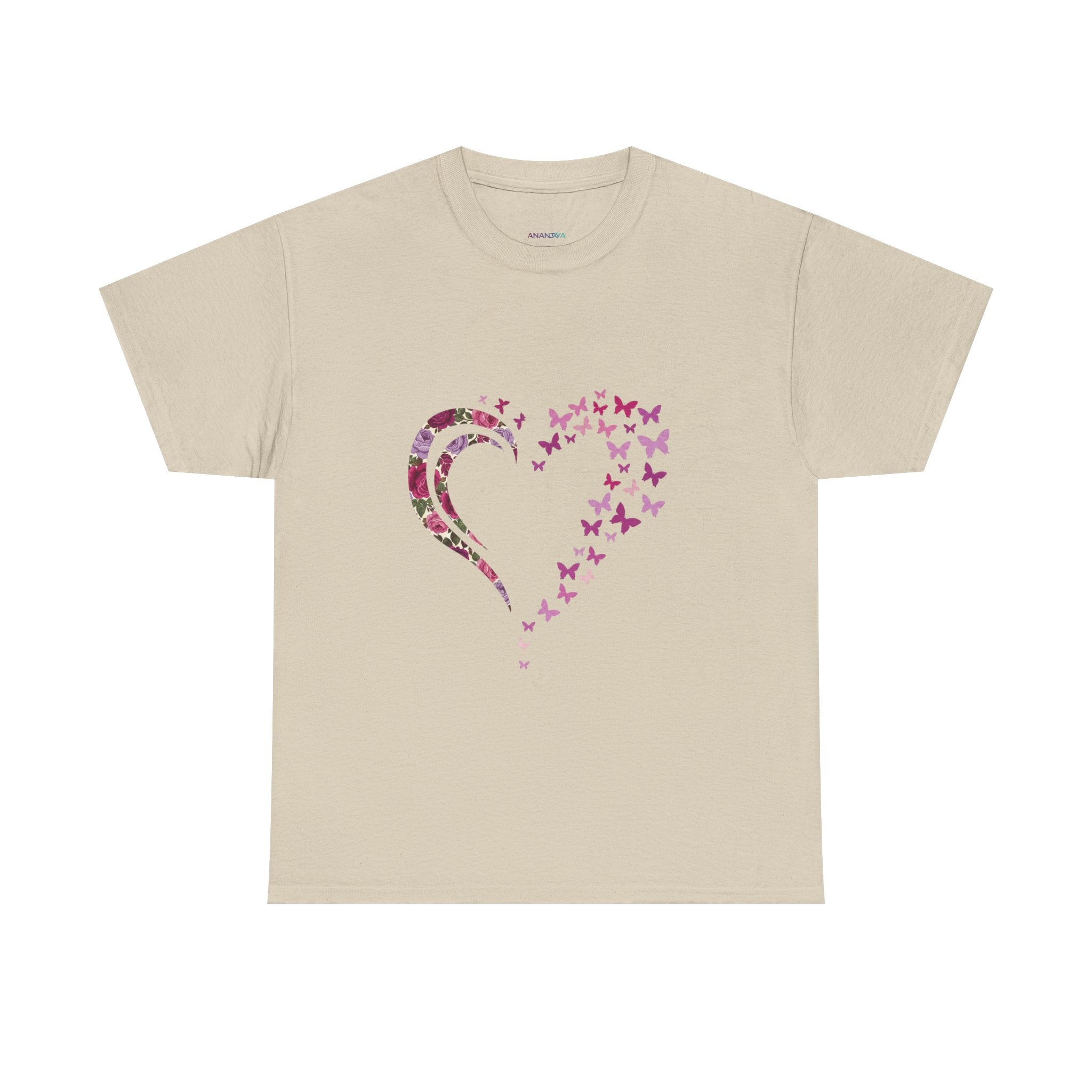 Butterfly Heart Tee — Women's Floral Heart Graphic T-Shirt