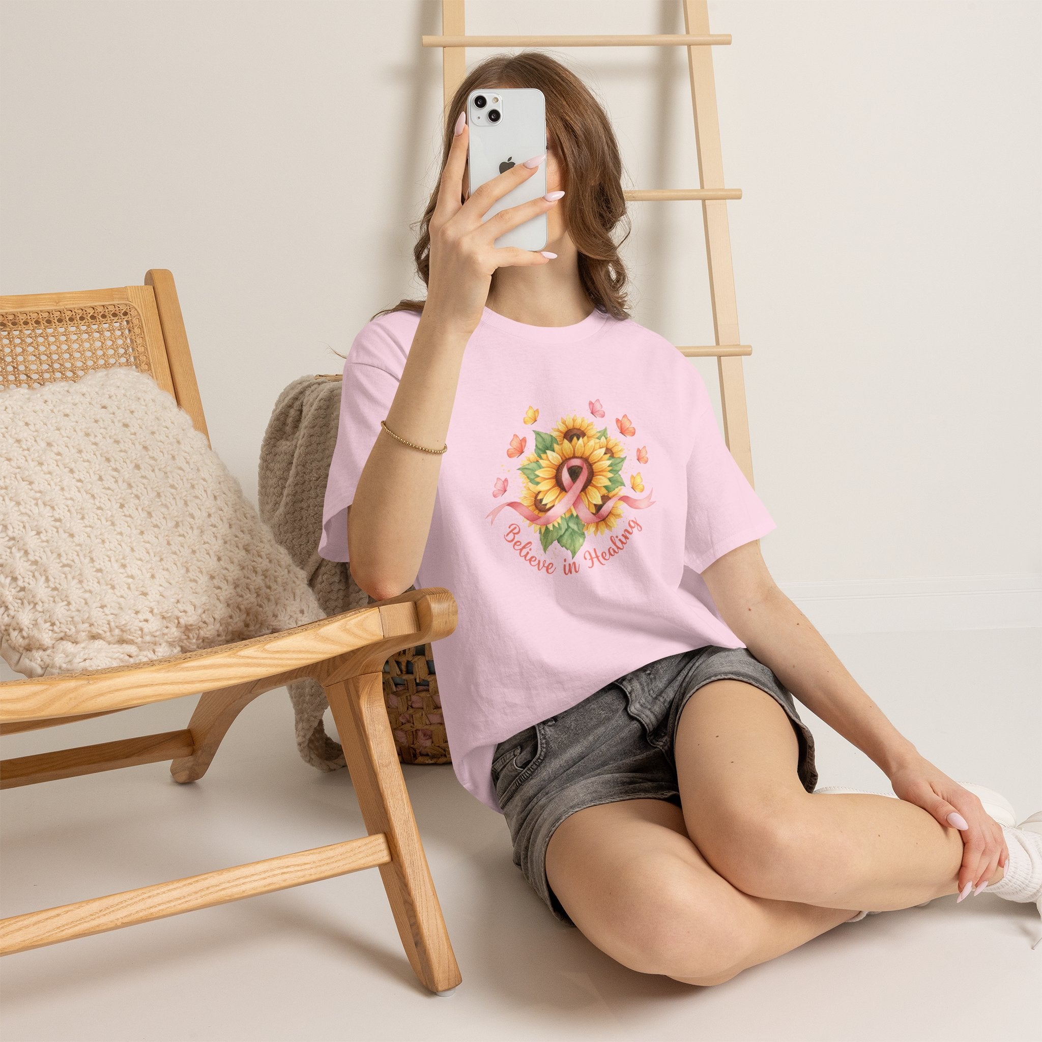 "Believe in Healing" Sunflower Graphic Tee — Women's T-Shirt