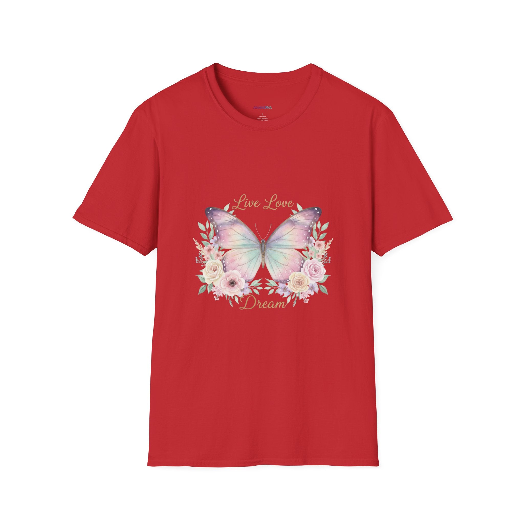 Butterfly Floral Women's T-Shirt — "Live, Love, Dream" Graphic Tee | DTG Print