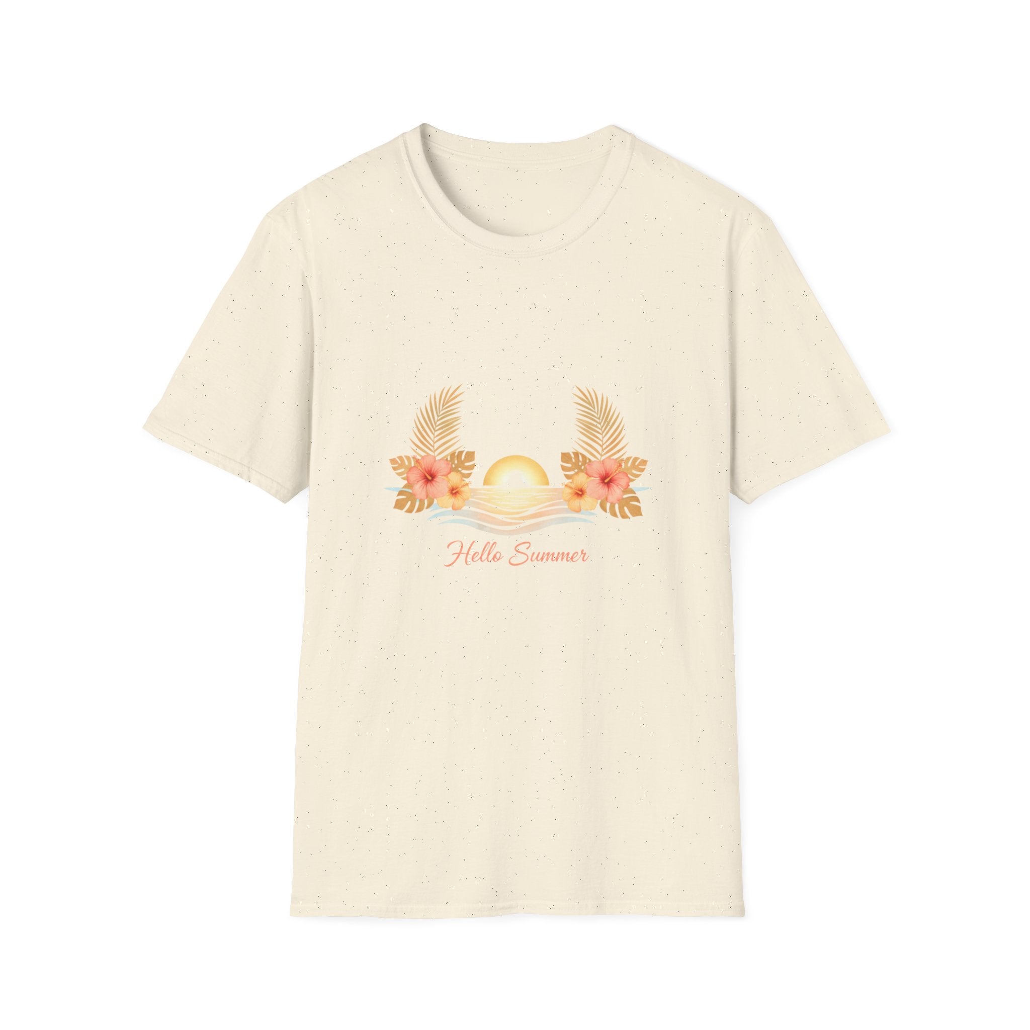 'Hello Summer' Floral Sunset T-Shirt — Beach Graphic Tee
