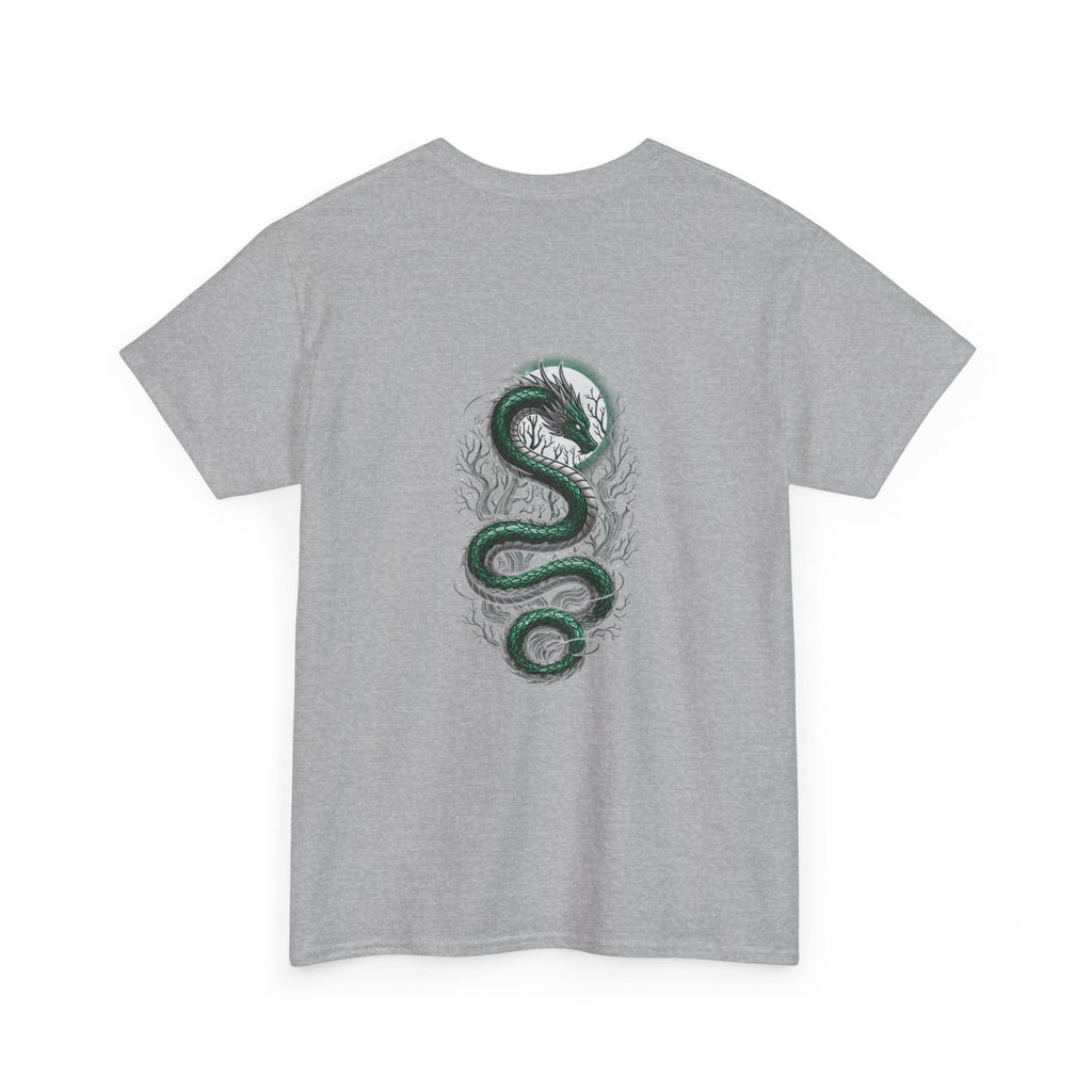 Green Serpent Graphic Men's T-Shirt — DTG Printed Back Art Cotton Tee