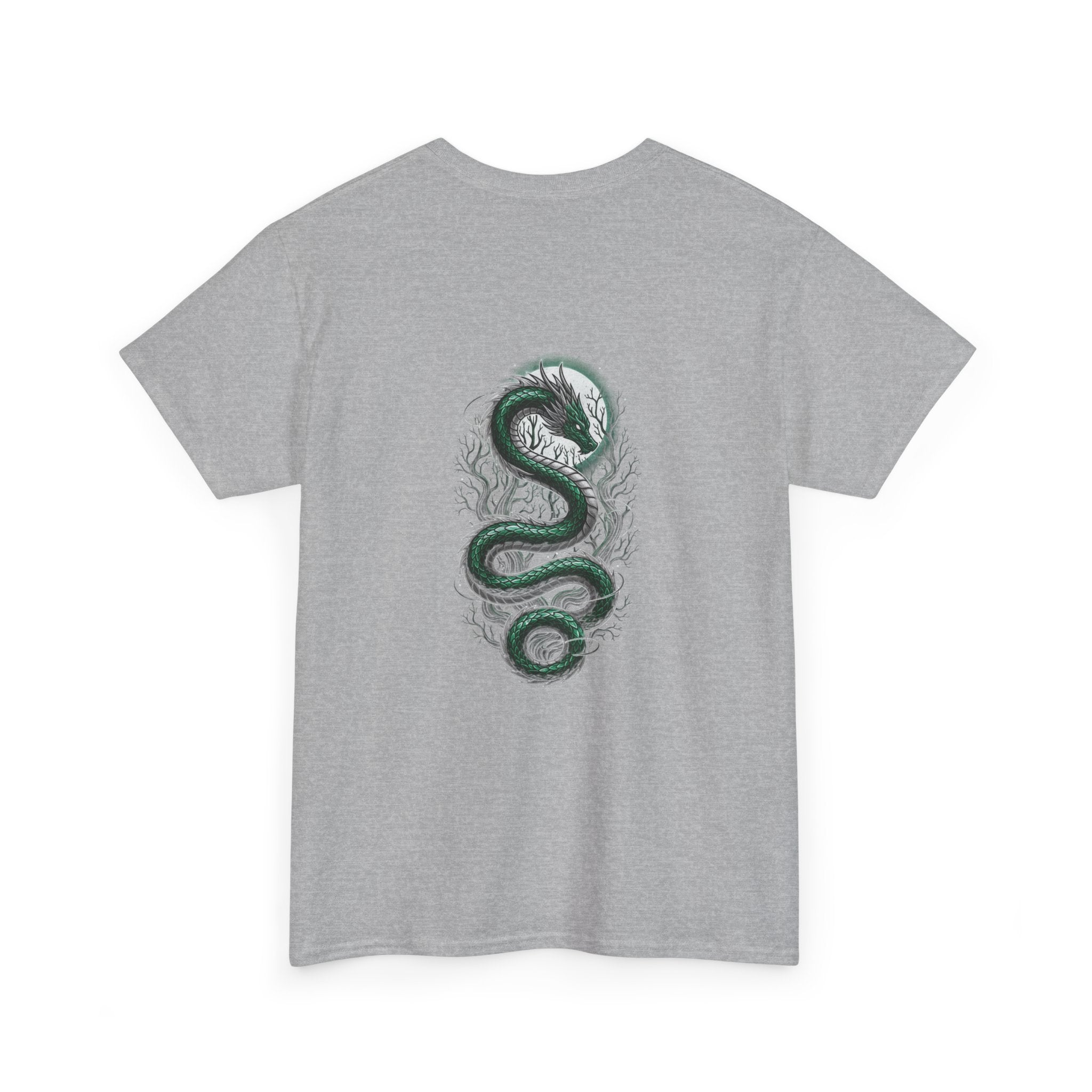 Green Serpent Graphic Men's T-Shirt — DTG Printed Back Art Cotton Tee