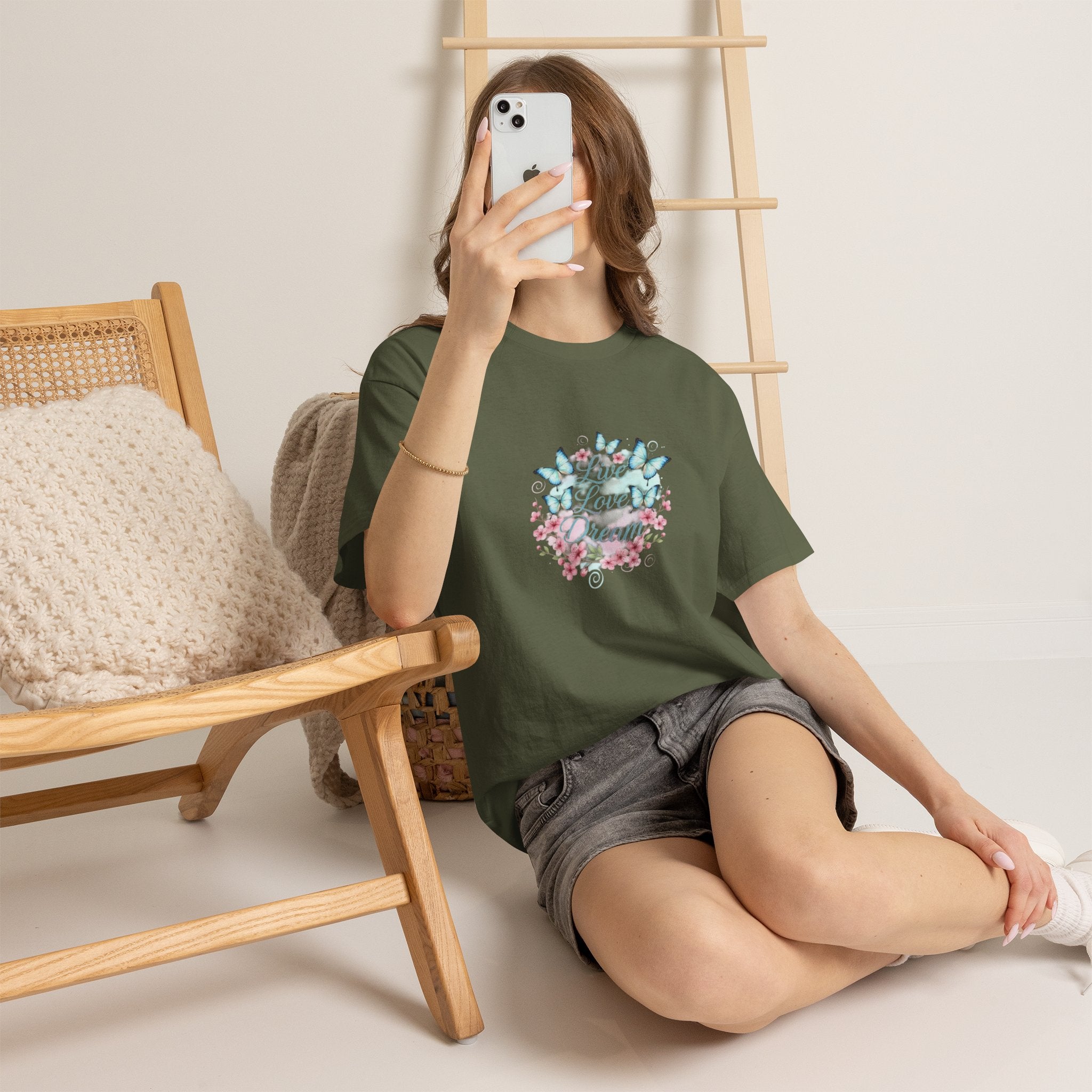 Live Love Dream Tee — Women's Floral Butterfly Graphic T-Shirt