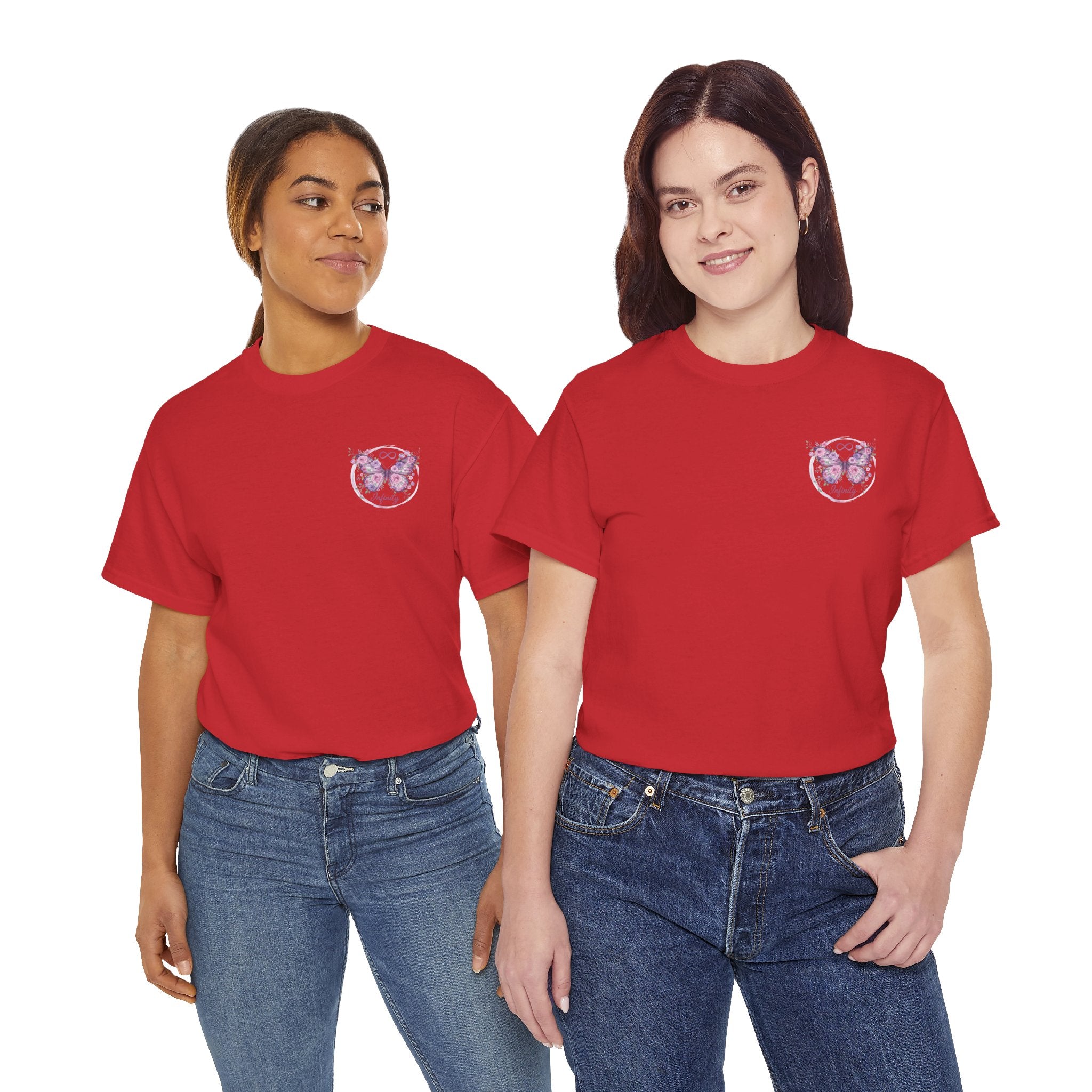 Butterfly Heart Tee — Women's Floral Chest Graphic T-Shirt