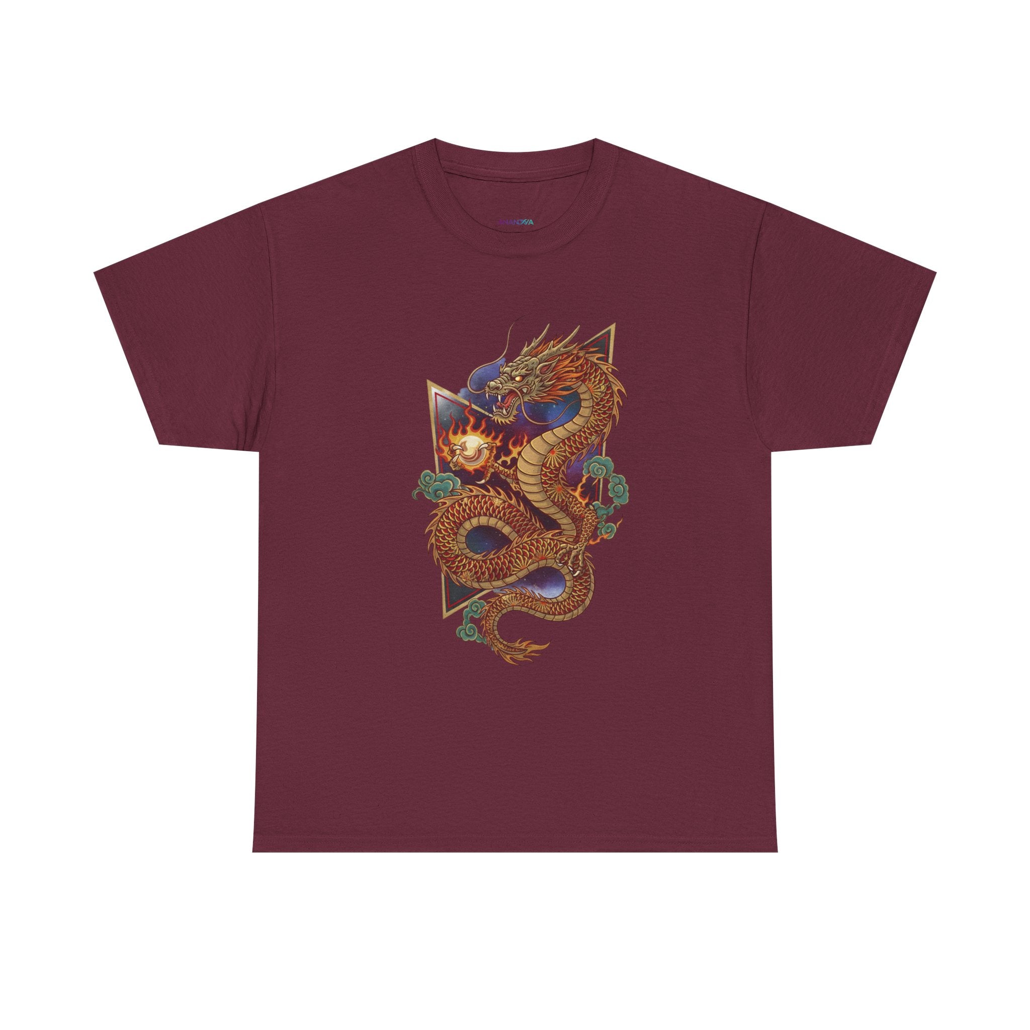 Dragon Graphic Men's T-Shirt — DTG Printed Vintage Gold Oriental Cotton Tee