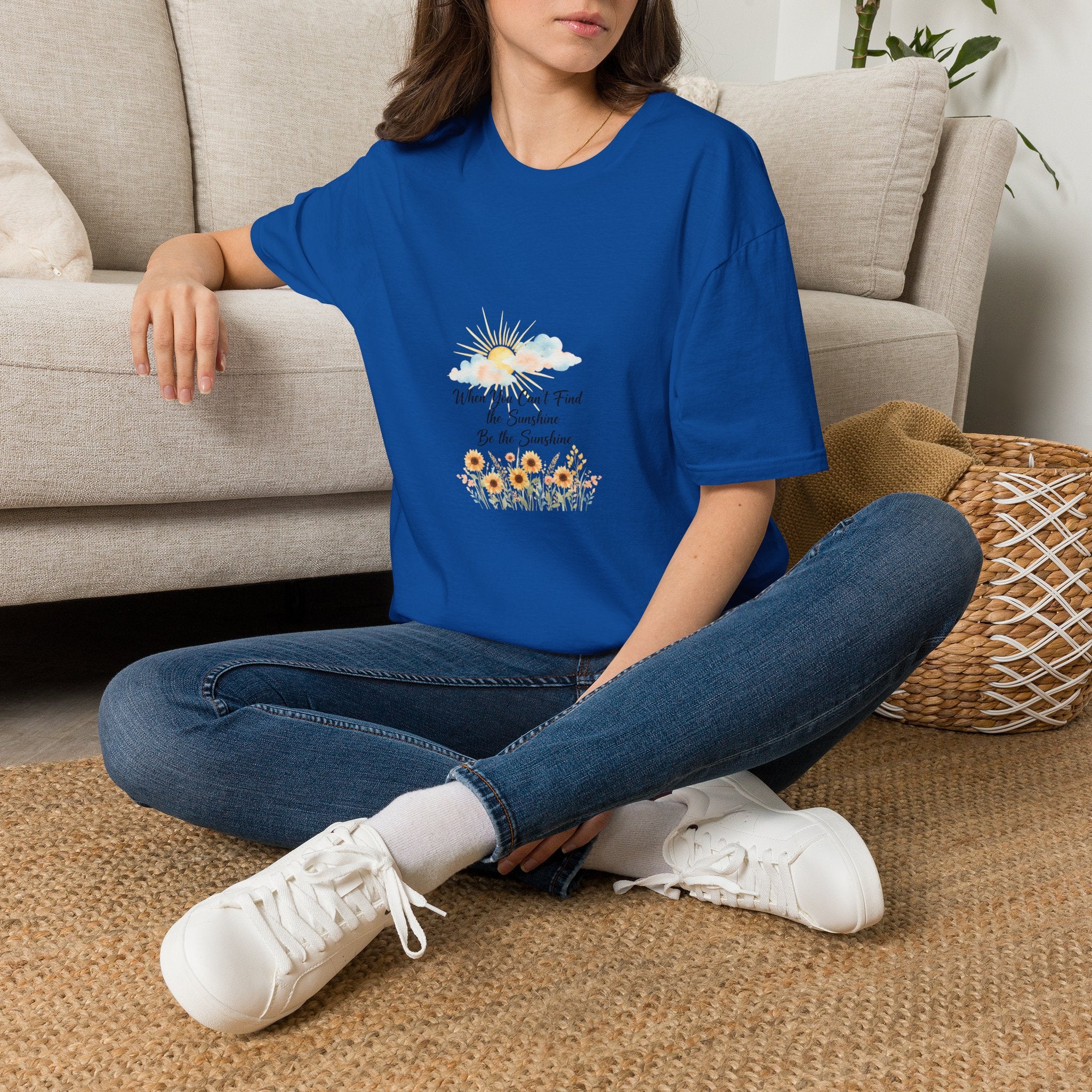 T-Shirt — "When You Can’t Find the Sunshine Be the Sunshine" Floral Graphic Tee