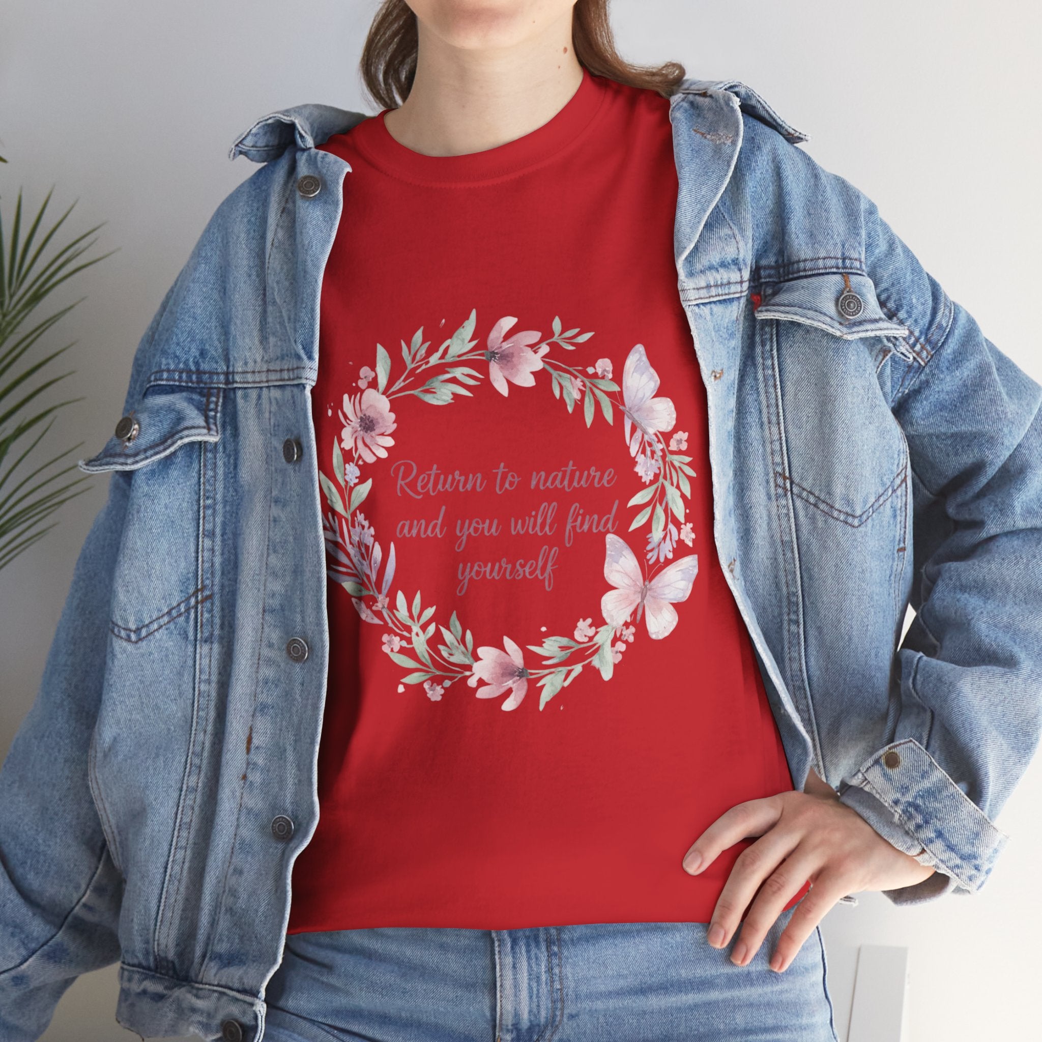 Return to Nature Floral Wreath Women's T-Shirt — DTG Printed Botanical Tee