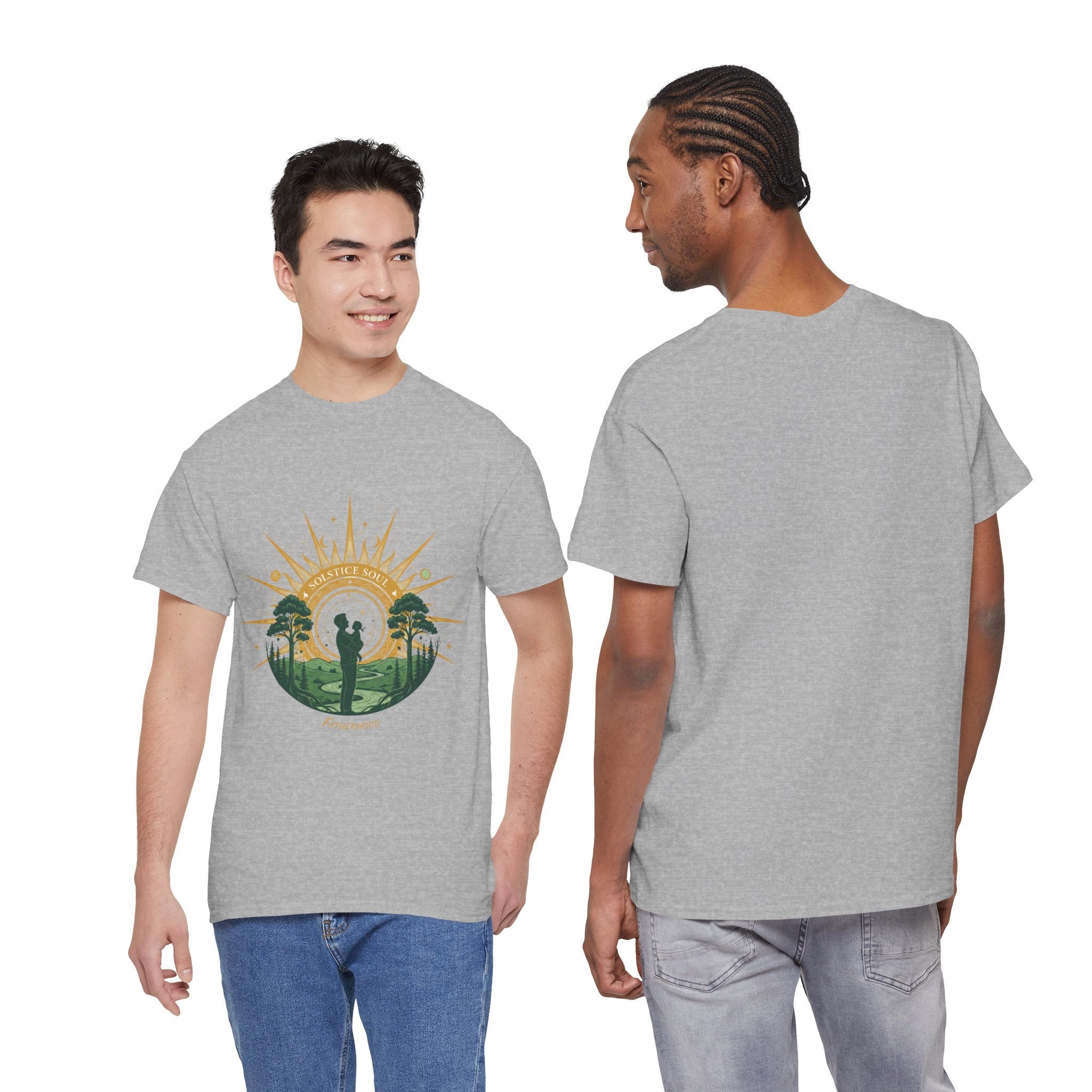 Sunrise Couple Men's T-Shirt — Romantic Silhouette Graphic Tee | DTG Print