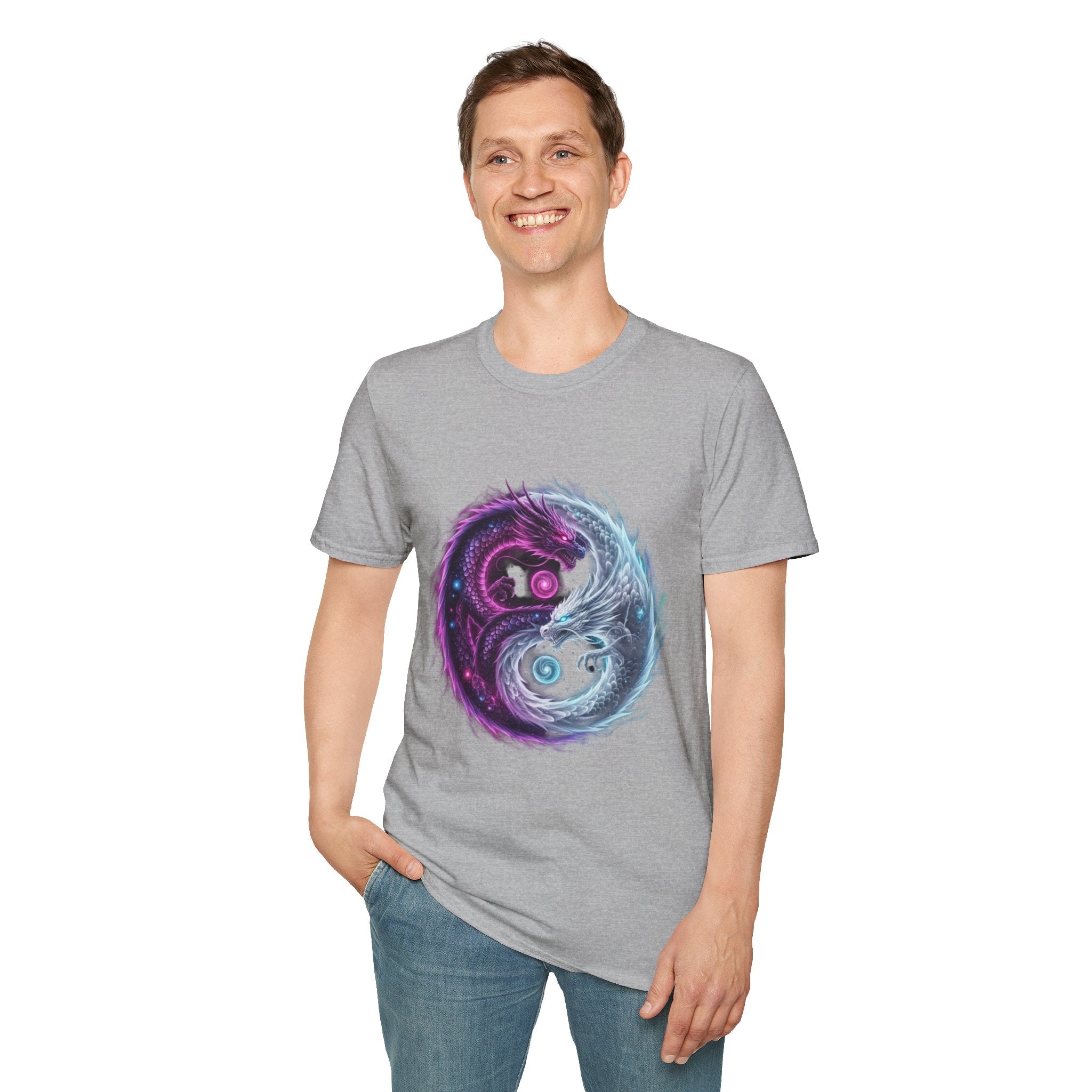 Yin Yang Dragon T-Shirt — Cosmic Fantasy Graphic Tee for Men