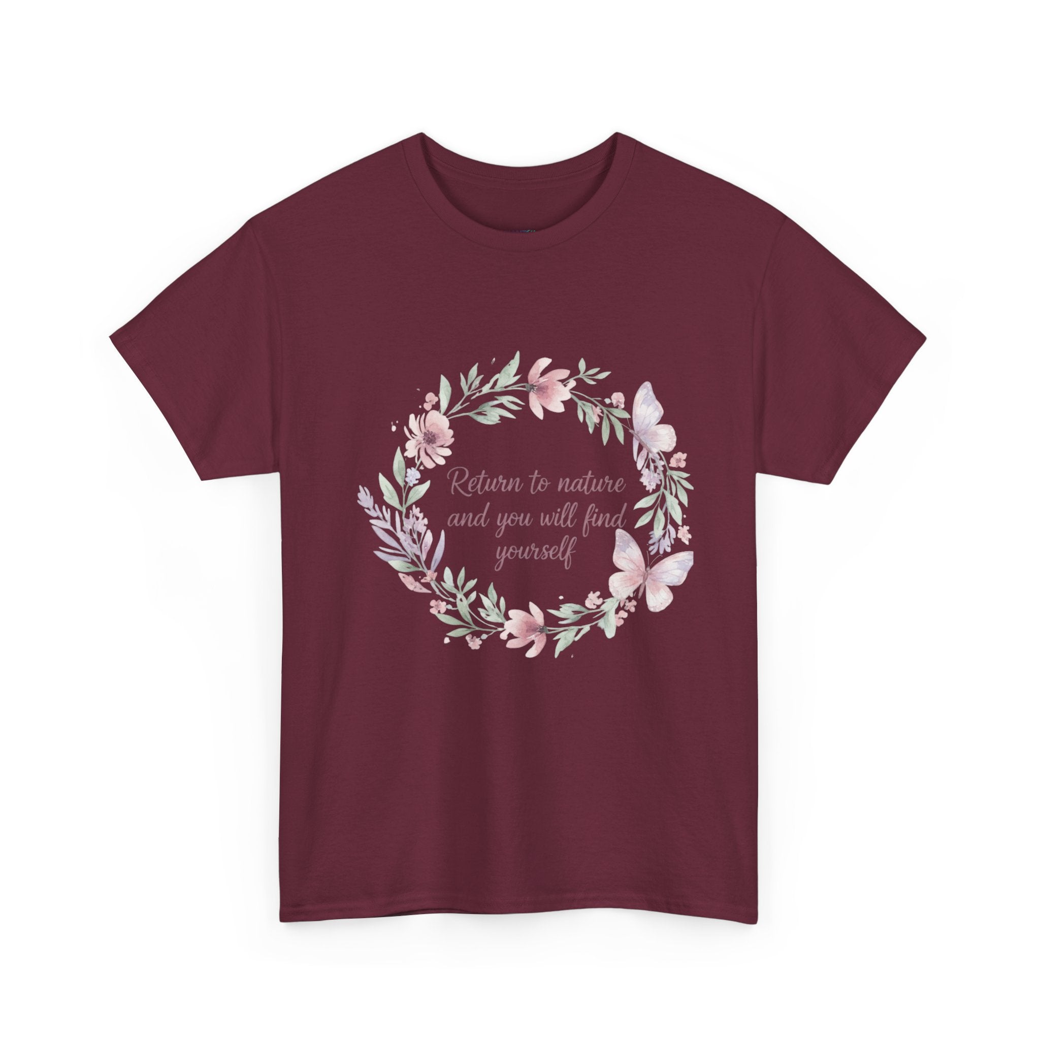 Return to Nature Floral Wreath Women's T-Shirt | DTG-Printed Inspirational Botanical Tee