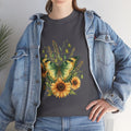 Butterfly & Sunflower Tee — Women's Nature Floral Graphic T-Shirt
