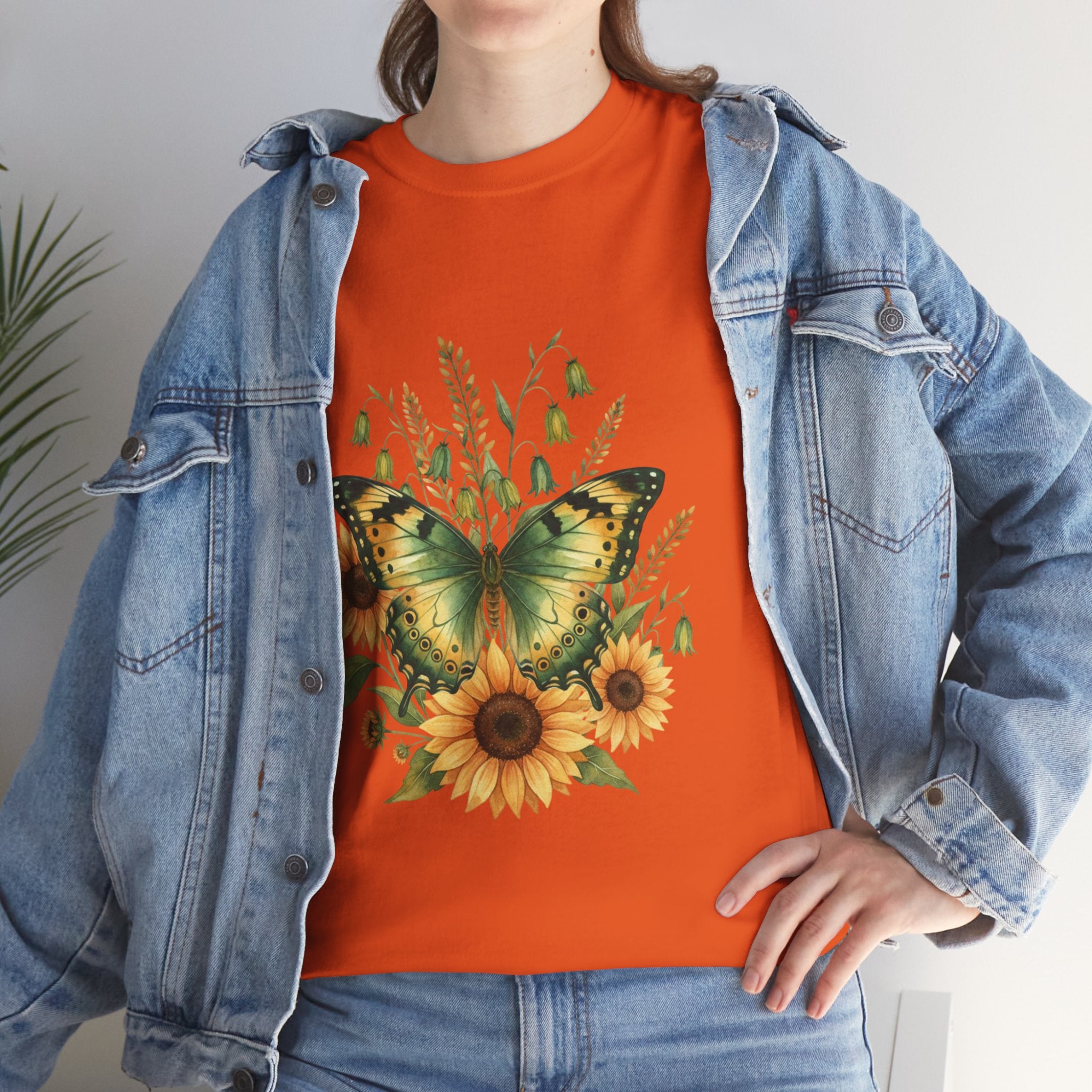 Butterfly & Sunflower Tee — Women's Nature Floral Graphic T-Shirt