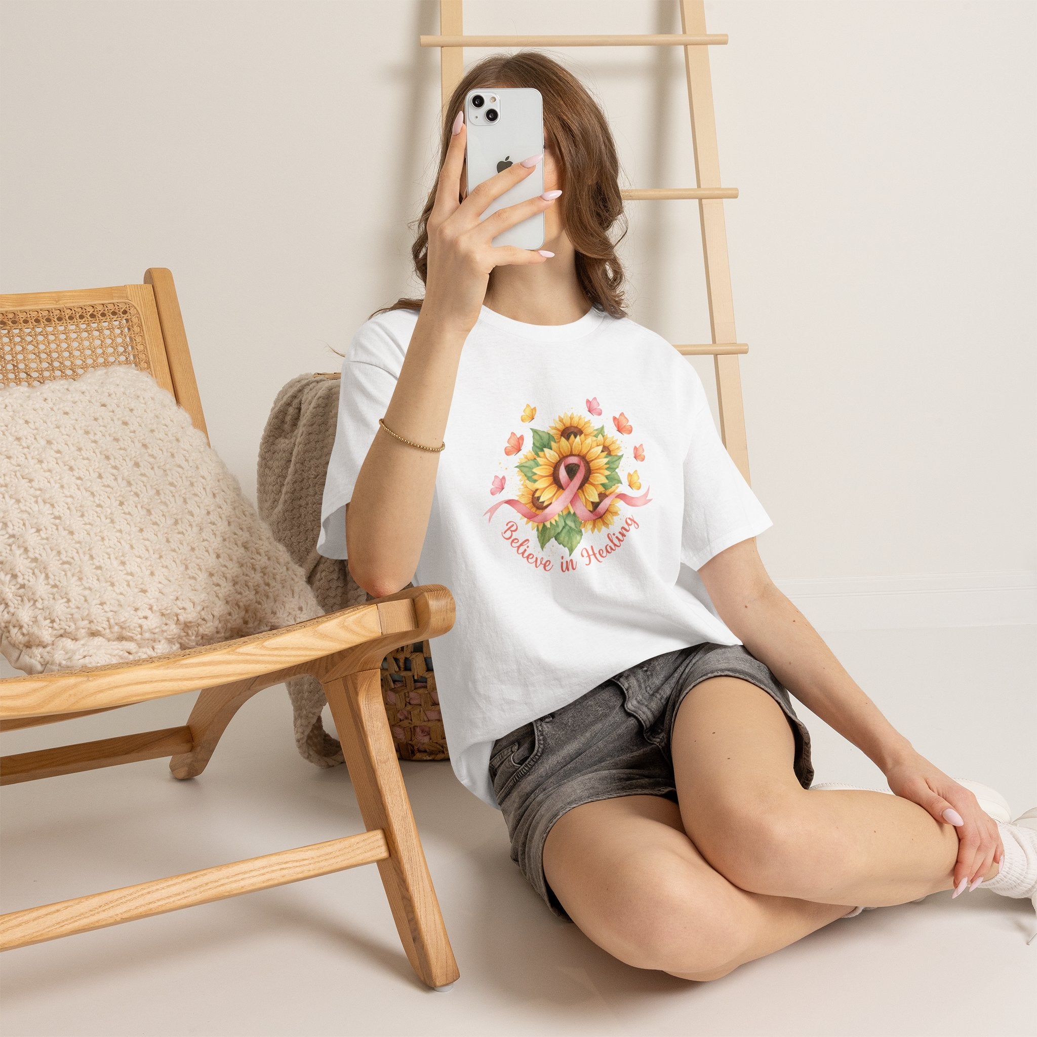 "Believe in Healing" Sunflower Graphic Tee — Women's T-Shirt