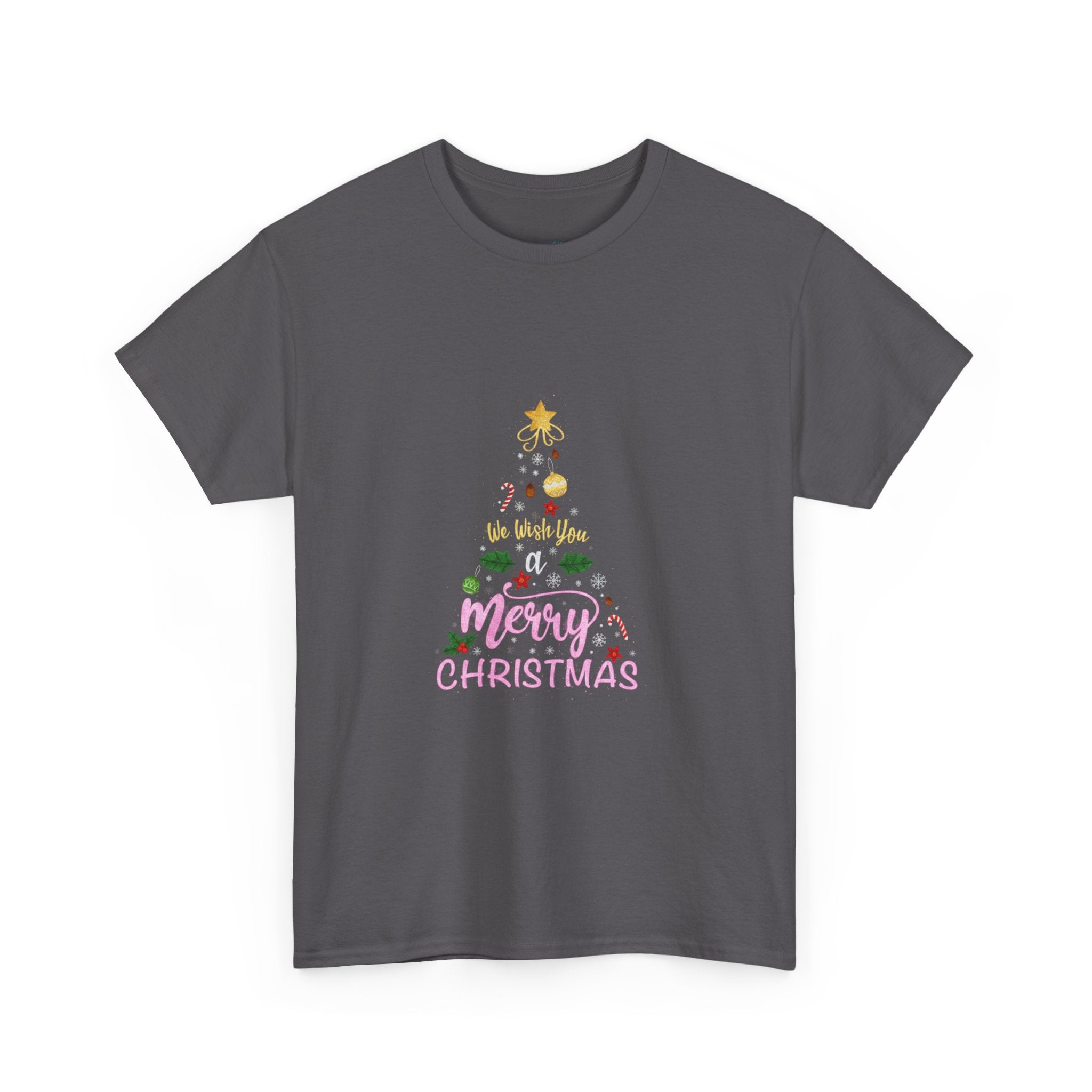 Merry Christmas Tree Graphic Tee | Festive Ornament Holiday Shirt | Unisex DTG