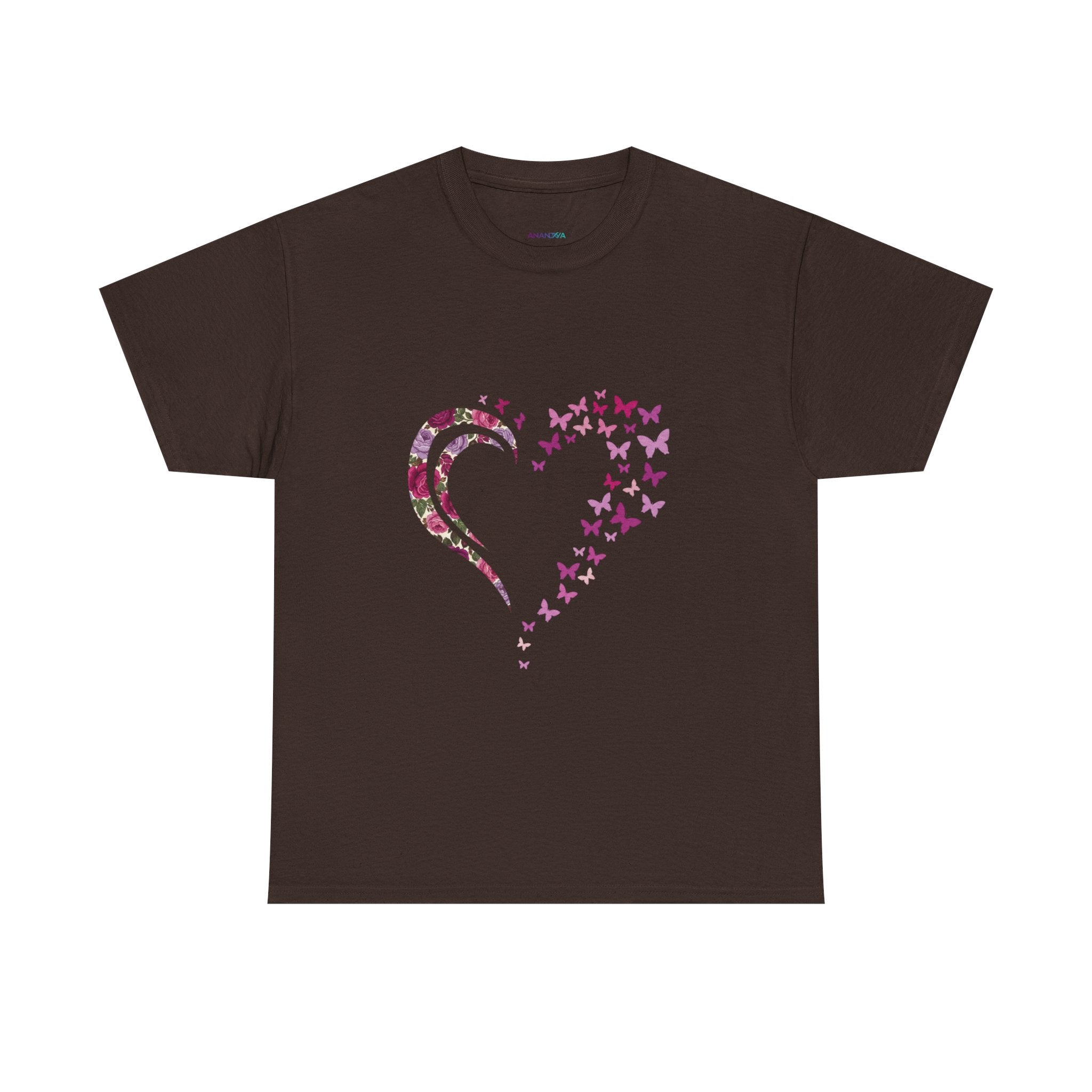 Butterfly Heart Tee — Women's Floral Heart Graphic T-Shirt