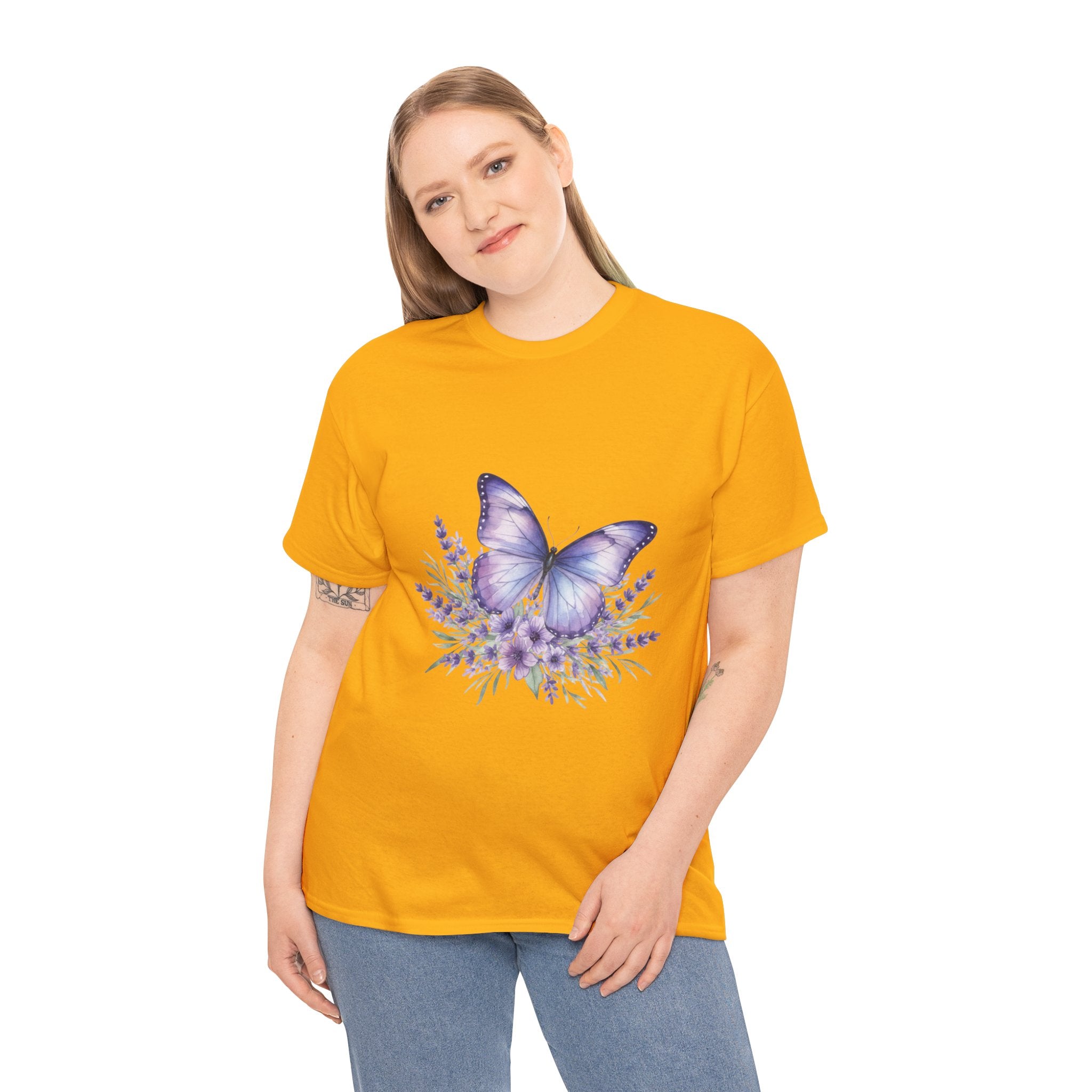 Butterfly Lavender Tee — Women's Floral DTG Graphic T-Shirt